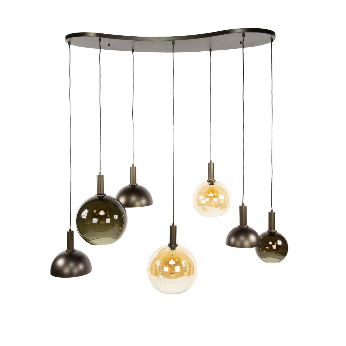 Fraaai - Amira hanglamp 4+3-lichts - sienna bruin