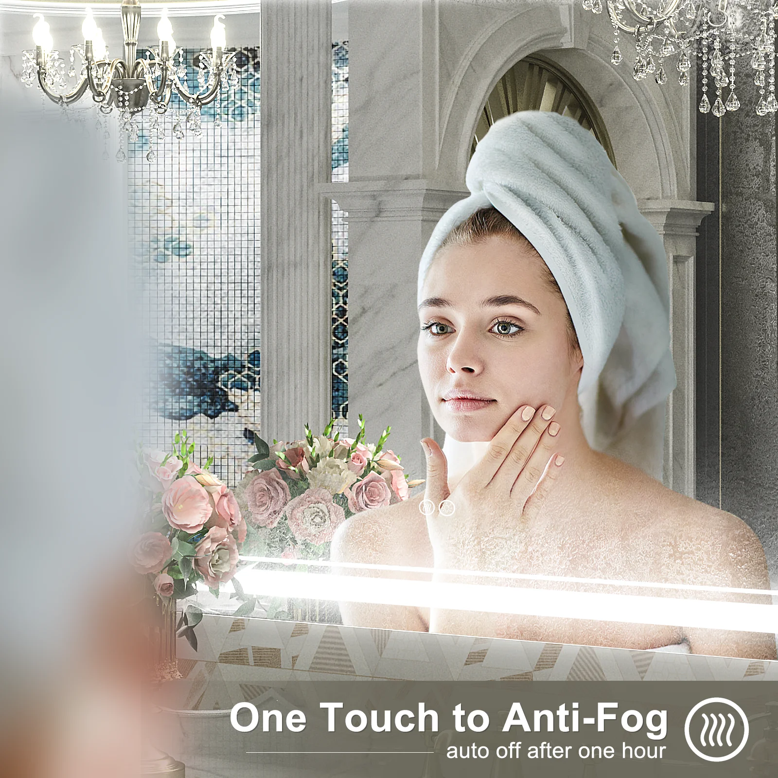 Frameless Frontlit LED Anti-fog Bathroom Vanity Mirror 96x36 inch