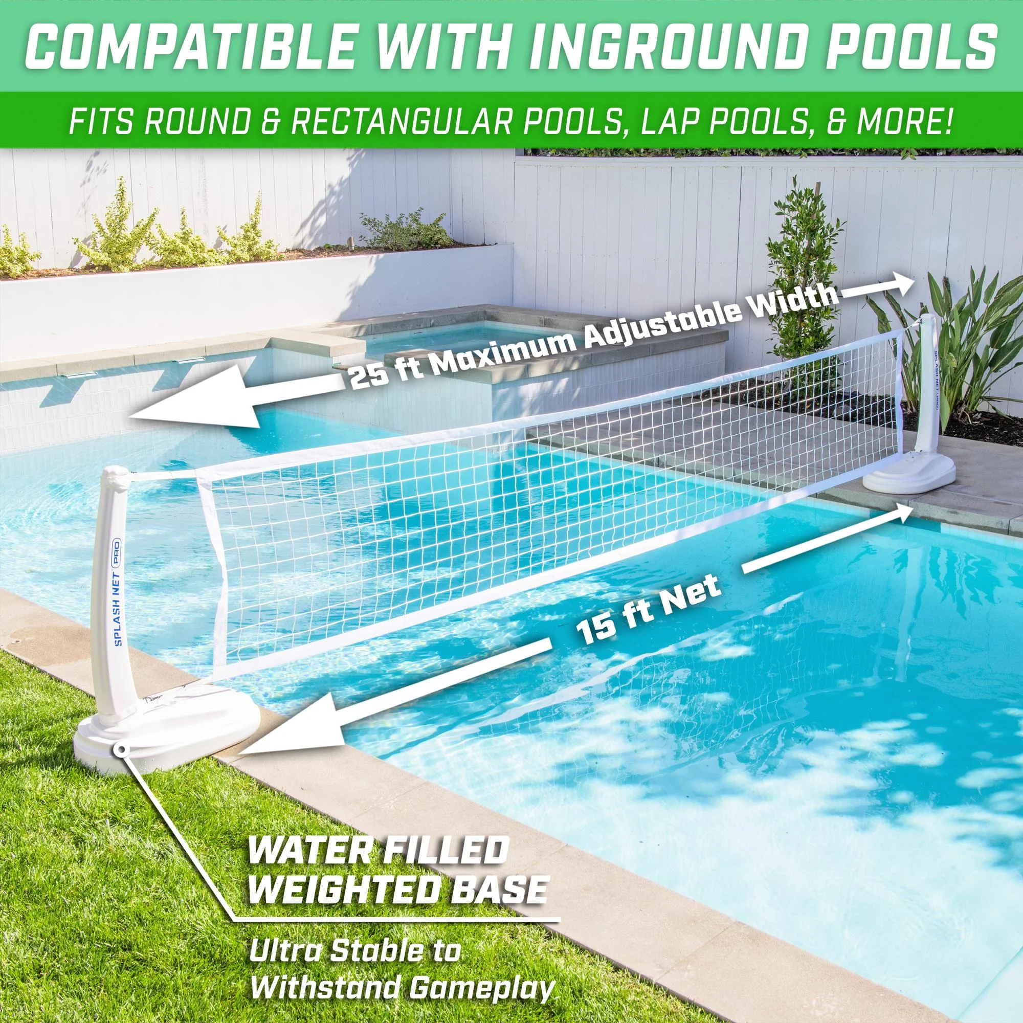 GoSports Splash Net PRO Pool Volleyball Net - Includes 2 Water Volleyballs and Pump - White - Image 4