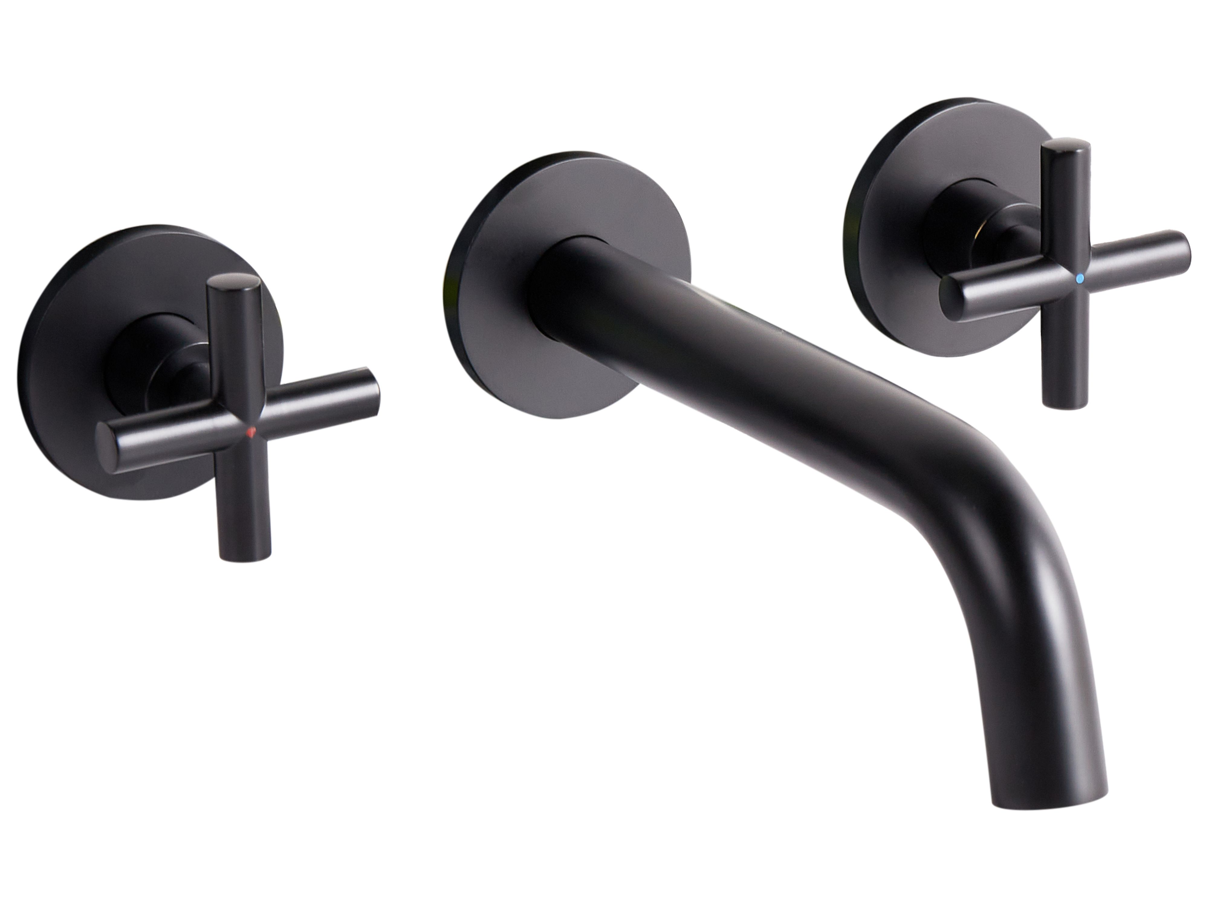 Wall Mounted Basin Mixer Tap KAIETEUR Brass Black