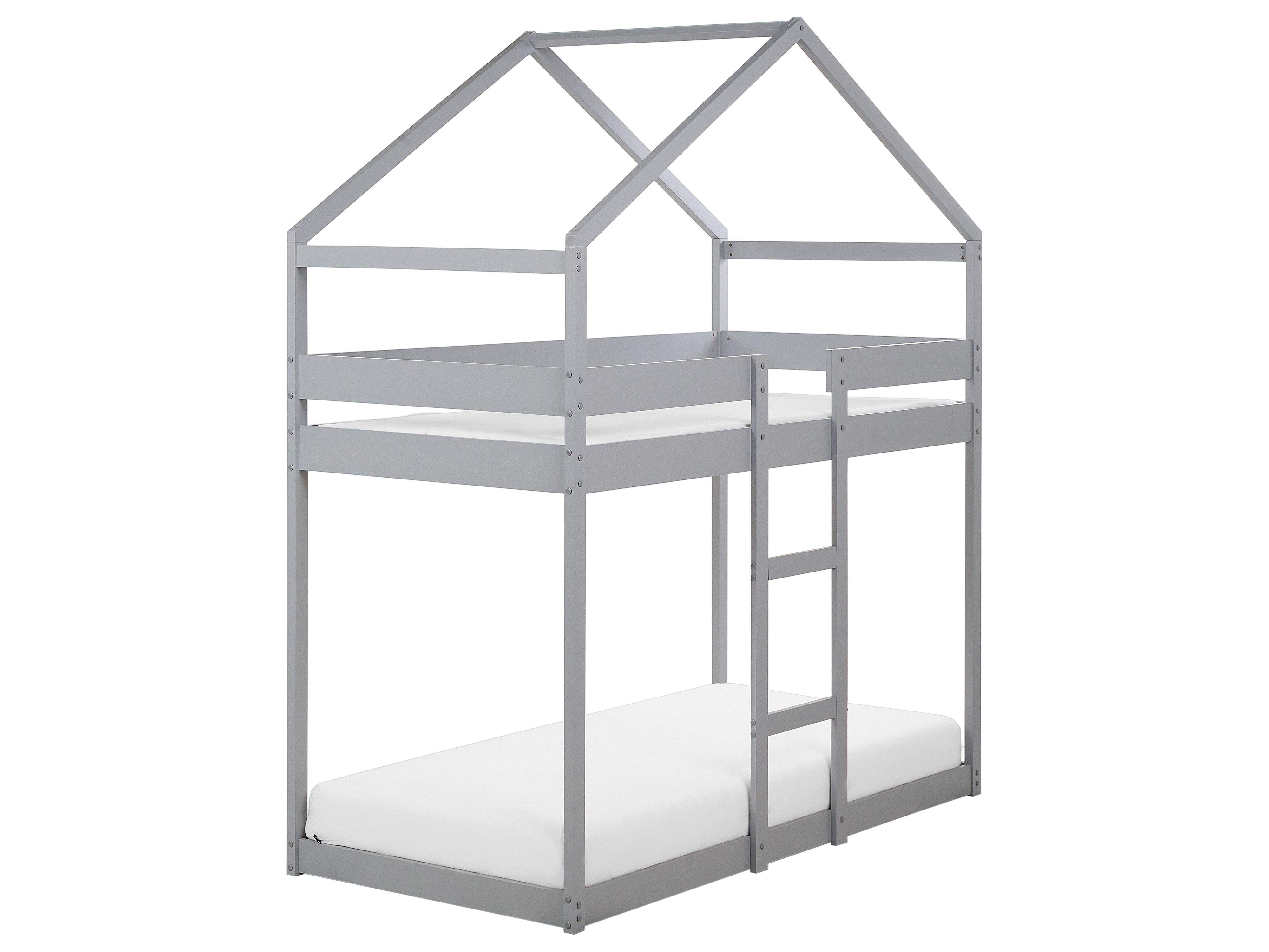 Bunk Bed House Pine Wood LABATUT 90 x 200 cm (EU Single) Grey