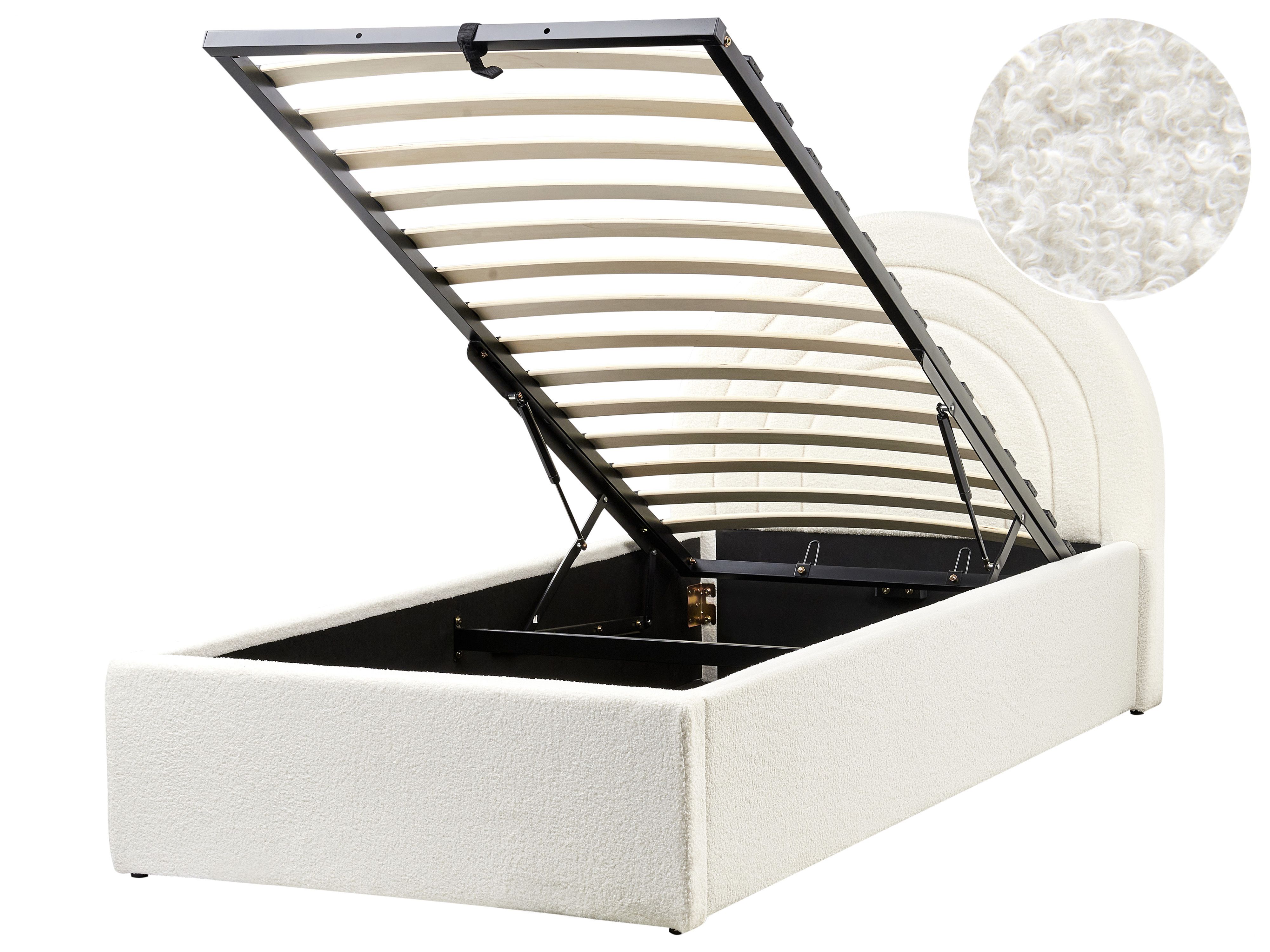Kids Ottoman Bed Boucle ANET 90 x 200 cm (EU Single) Off-White
