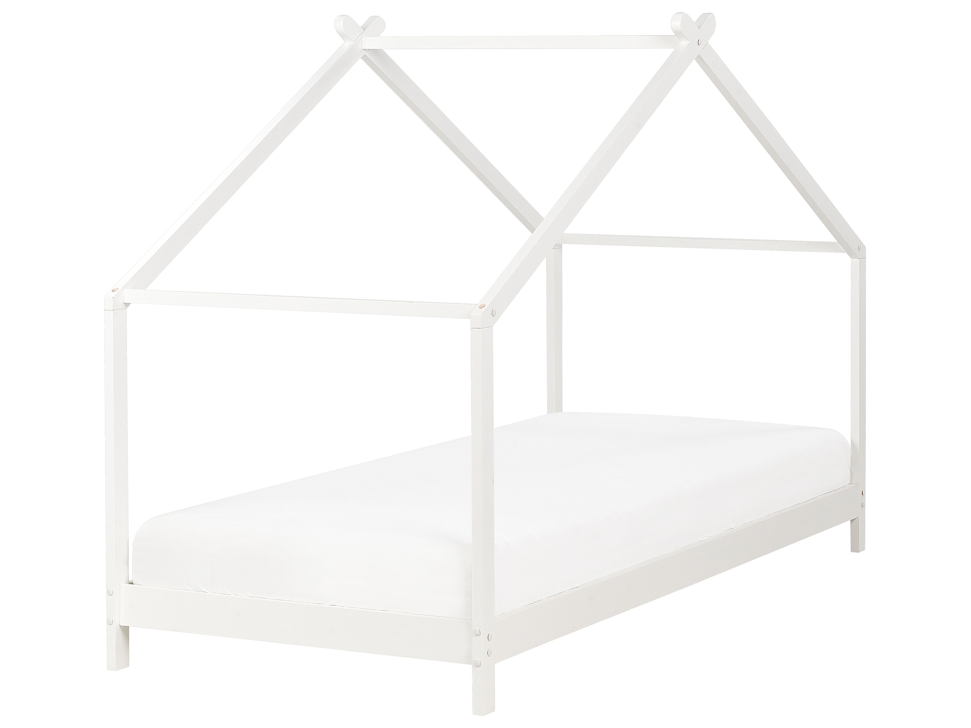 Kids Bed House Pine Wood ORLU 90 x 200 cm (EU Single) White
