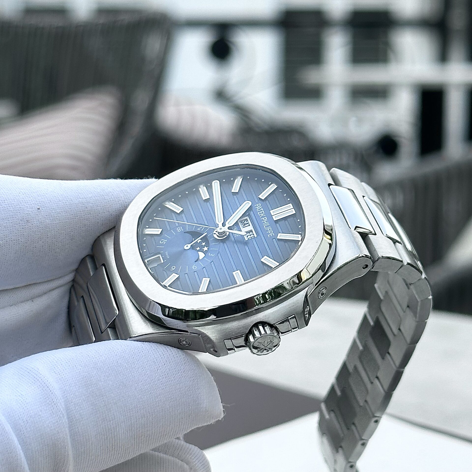 Patek Philippe Nautilus 5726 Replica 1:1 Watch Blue Dial Metal Strap PPF Factory 40.5mm - Top club