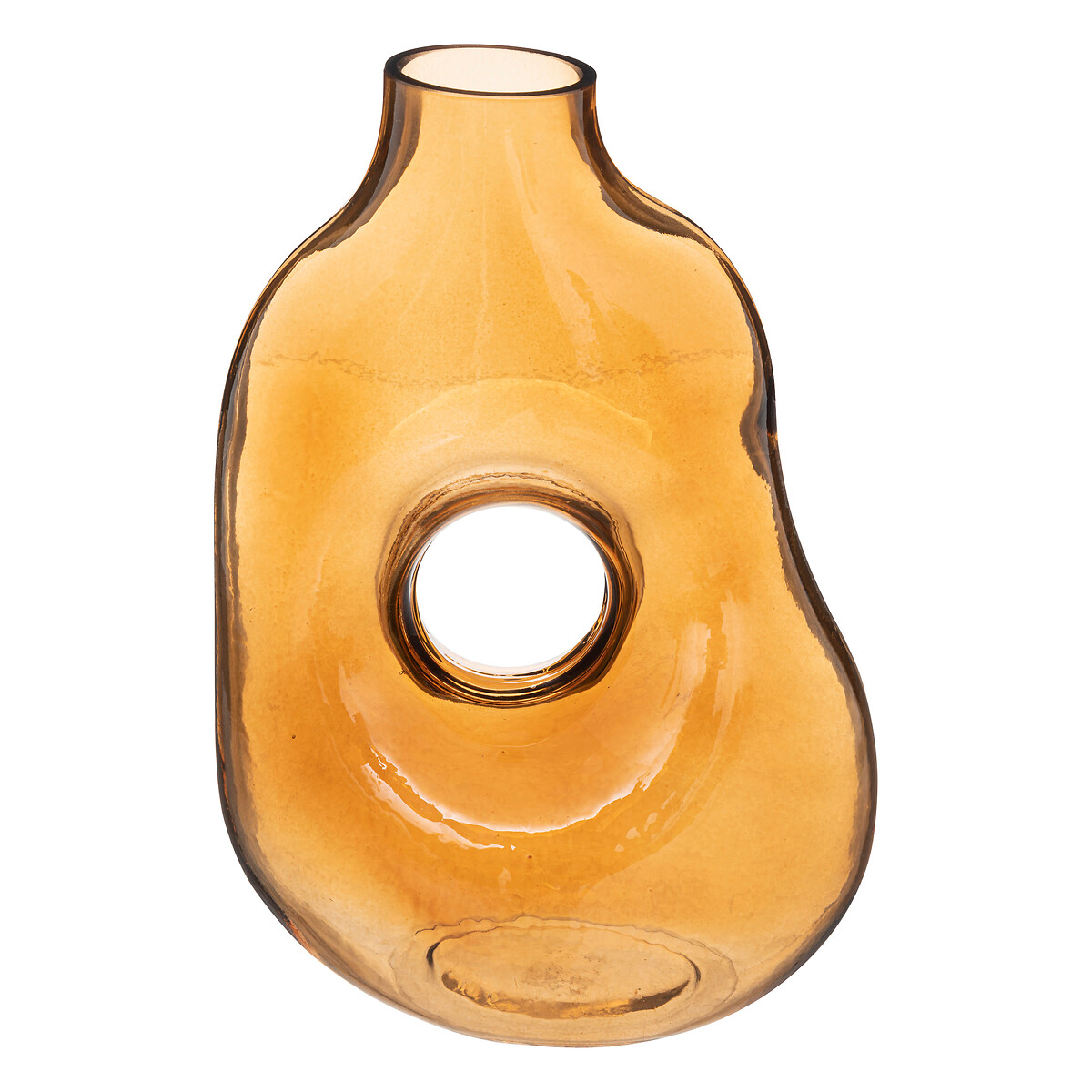 Vase "Donut", glass Amber, H.24.5 cm