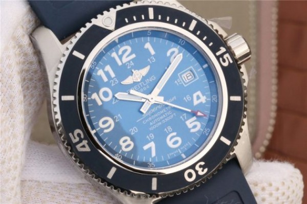 Replica Breitling SuperOcean  II 44mm GF Blue Dial Blue Rubber Strap A2824 - Top club