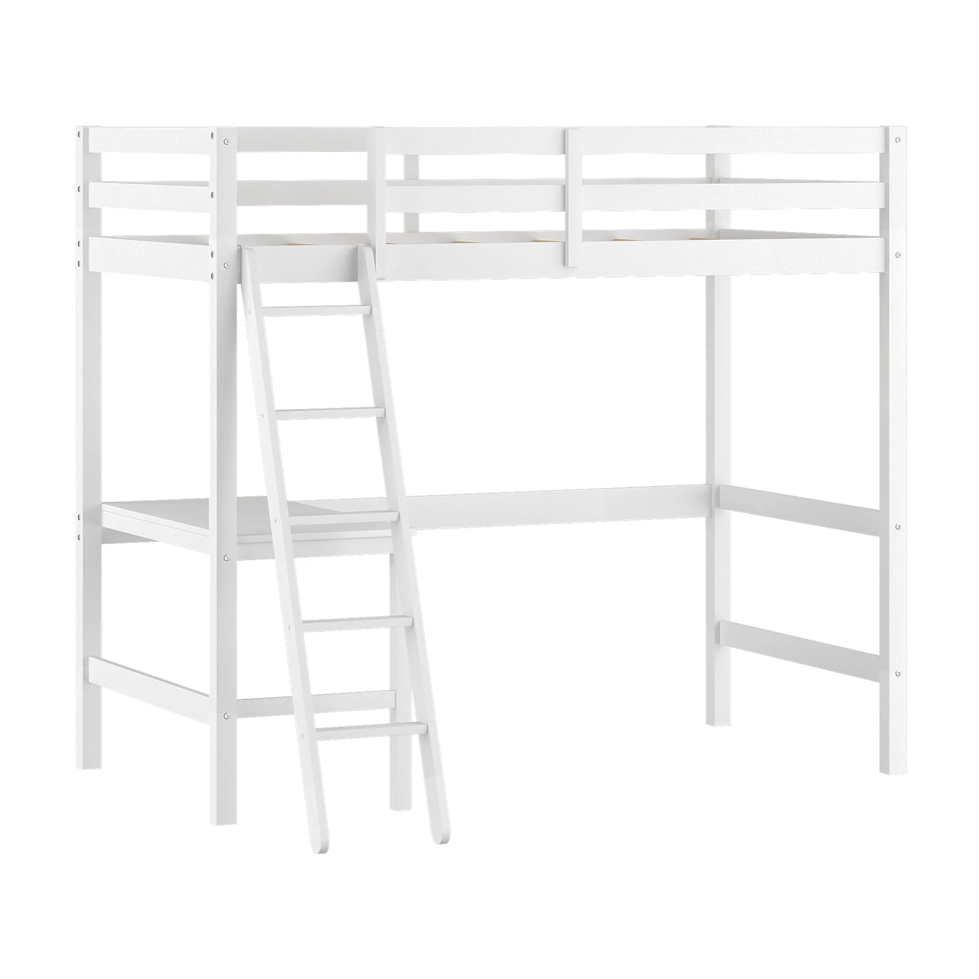 Hillsdale Campbell Wood Twin Loft Bunk Bed with Desk, White - Image 3