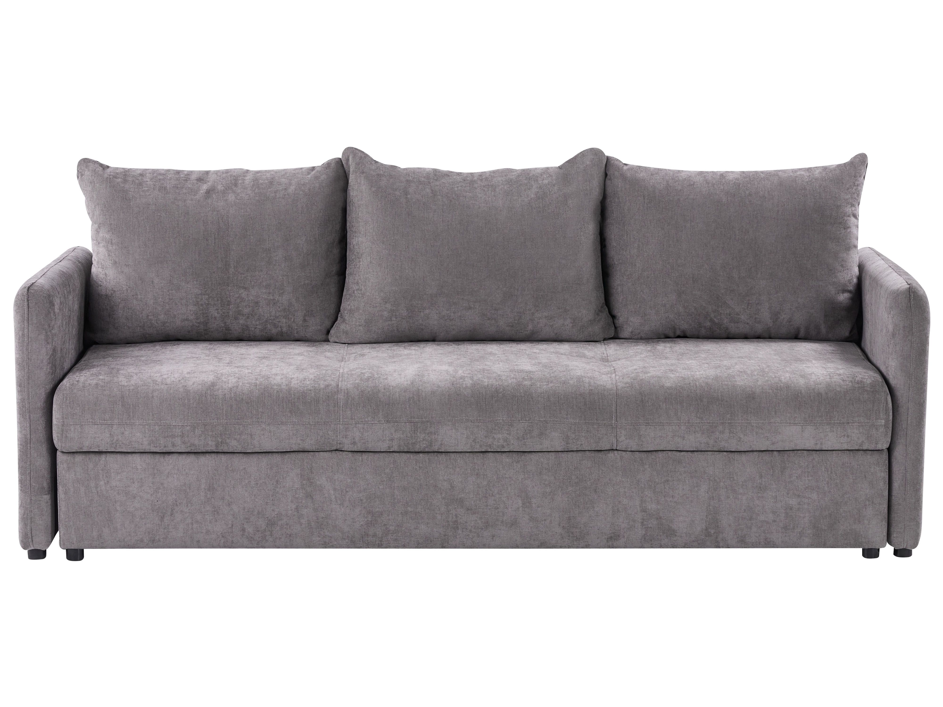 Sofa Bed 3 Seater HOLSEN Chenille Taupe with Storage