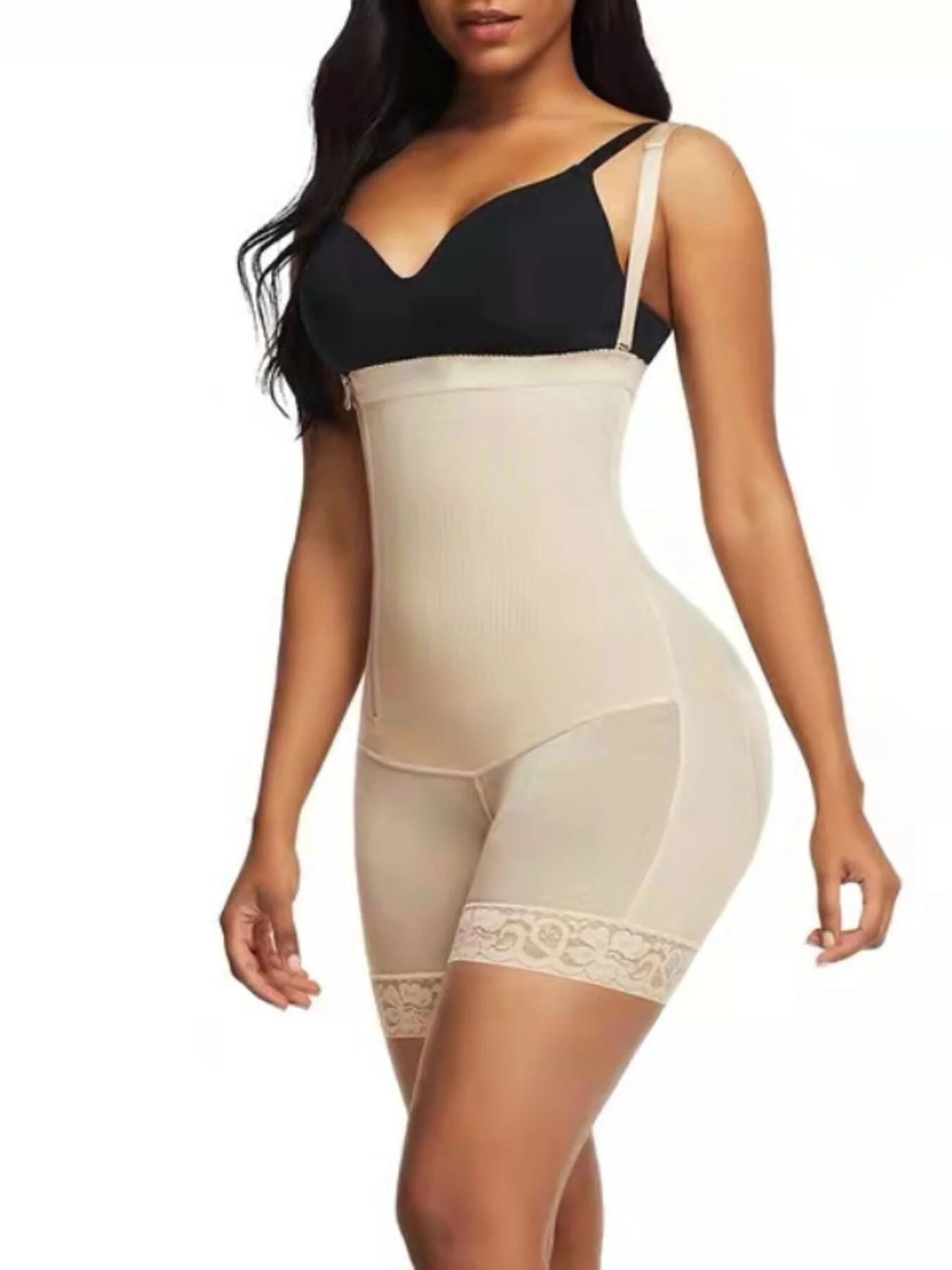 Full Size Lace Detail Tummy Control Shaping Romper Plus Size - ZKZOOK