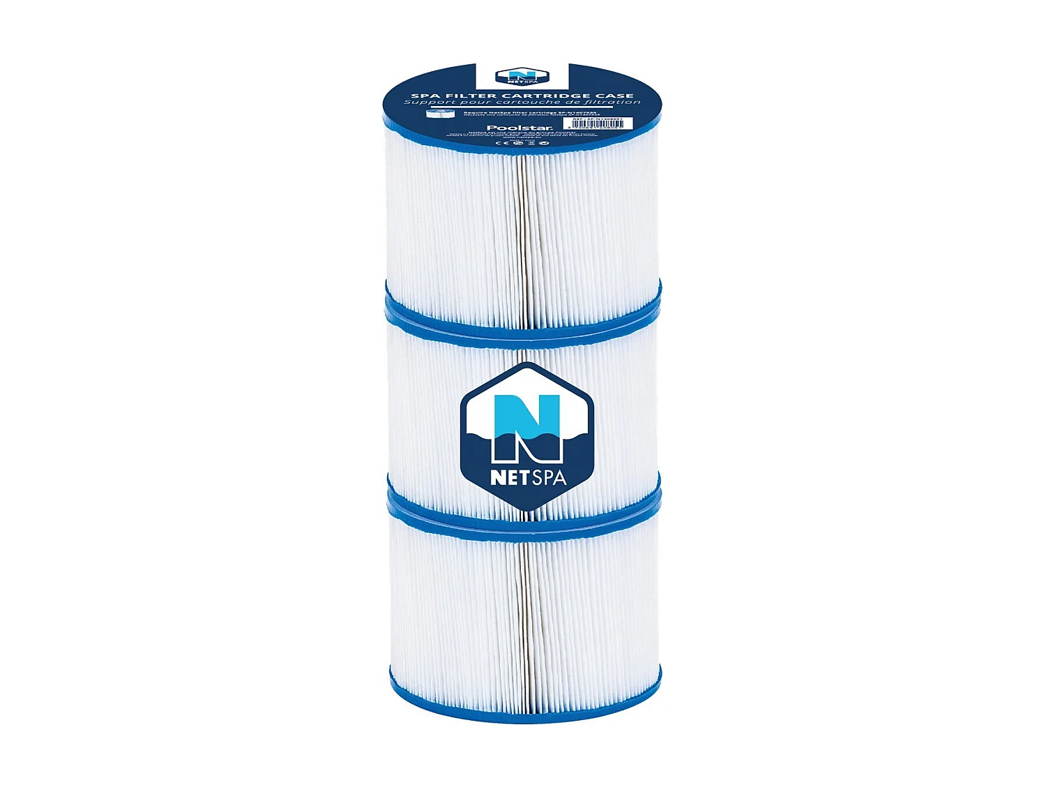 Lot 3 Cartouches de Filtration NetSpa Spa - Ø 10.4 cm x H 8cm -150 plis - Purification/Maintien Qualité de l'Eau -  - Lot de 3