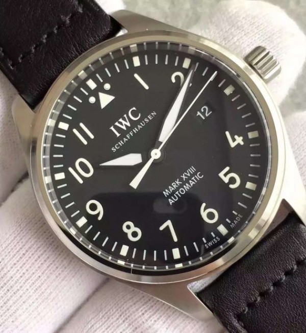 Replica IWC MKF Mark XVIII IW327001 Black Dial Leather Strap - Top club