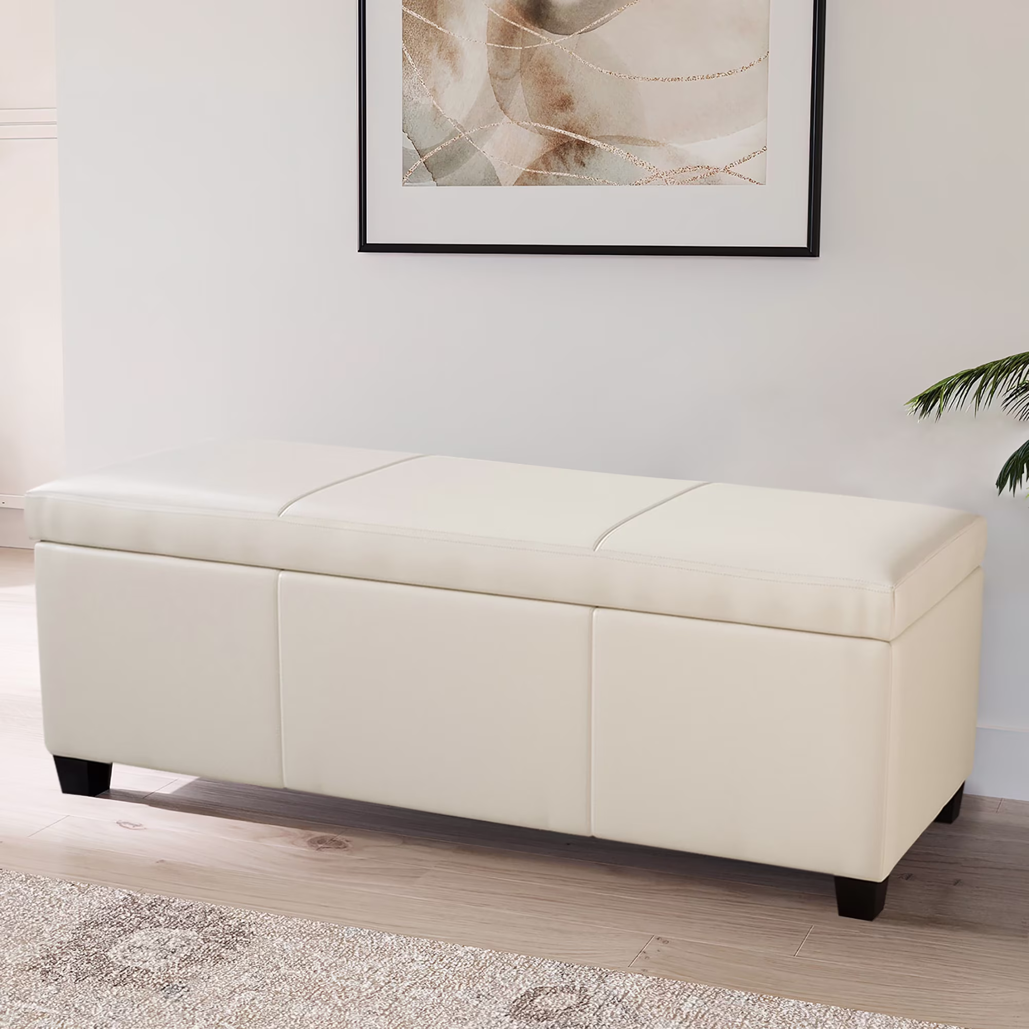 BELLEZE Storage Ottoman Bench Footstool - Amherst (Beige) - Image 14