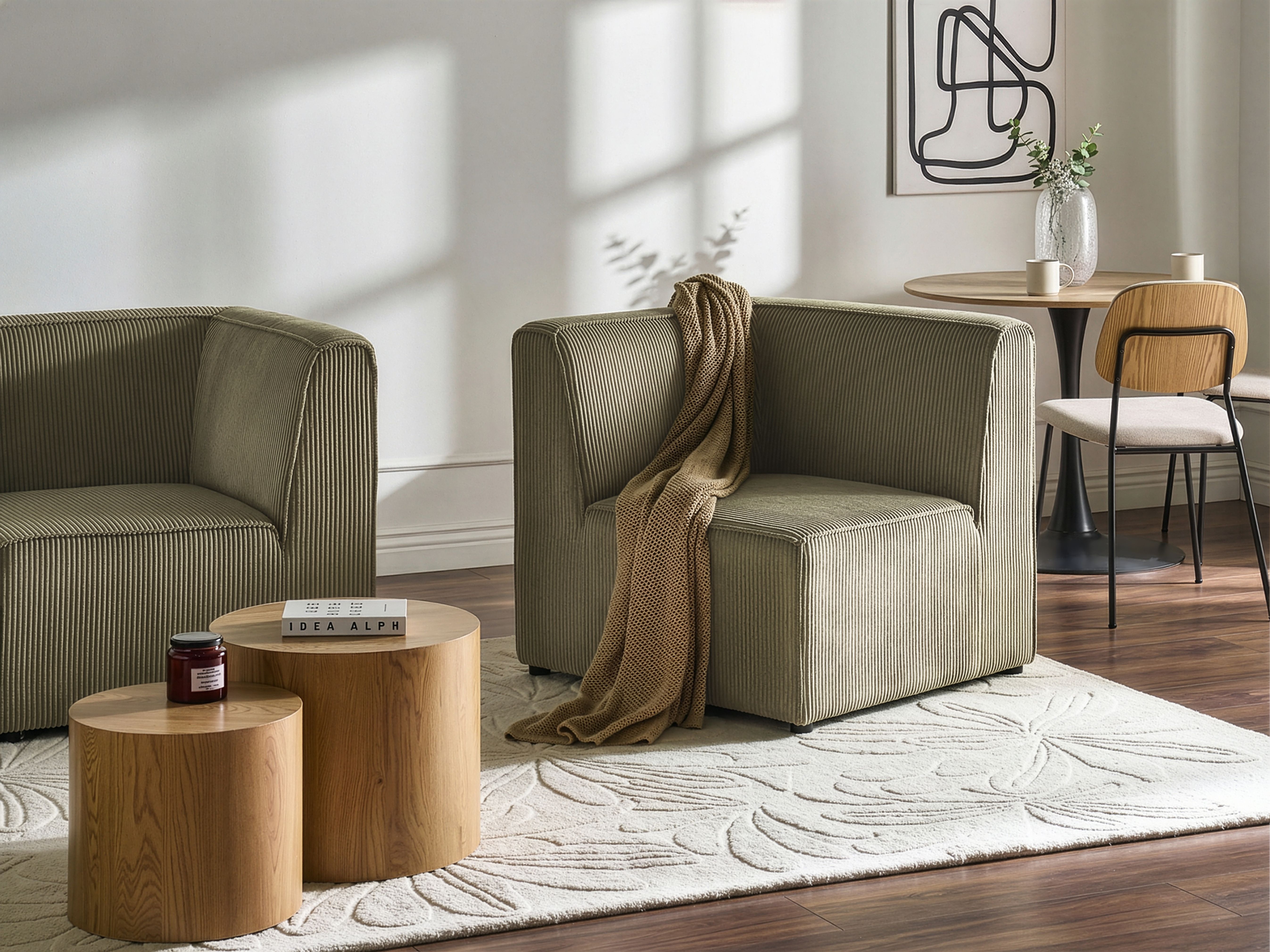 Corner Seat LEMVIG Corduroy Green Left Hand