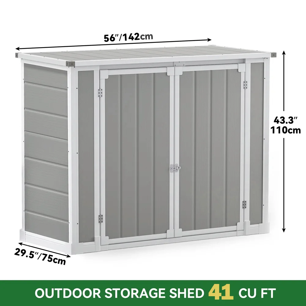 Seizeen Shed and Outdoor Storage, 41 Cu.Ft Small Outdoor Resin Shed with 3 Doors & Floor, 306GAL Deck Box Waterproof Plastic Tool Storage Shed for Cushion Lawn Mower Garbage Cans - Image 8