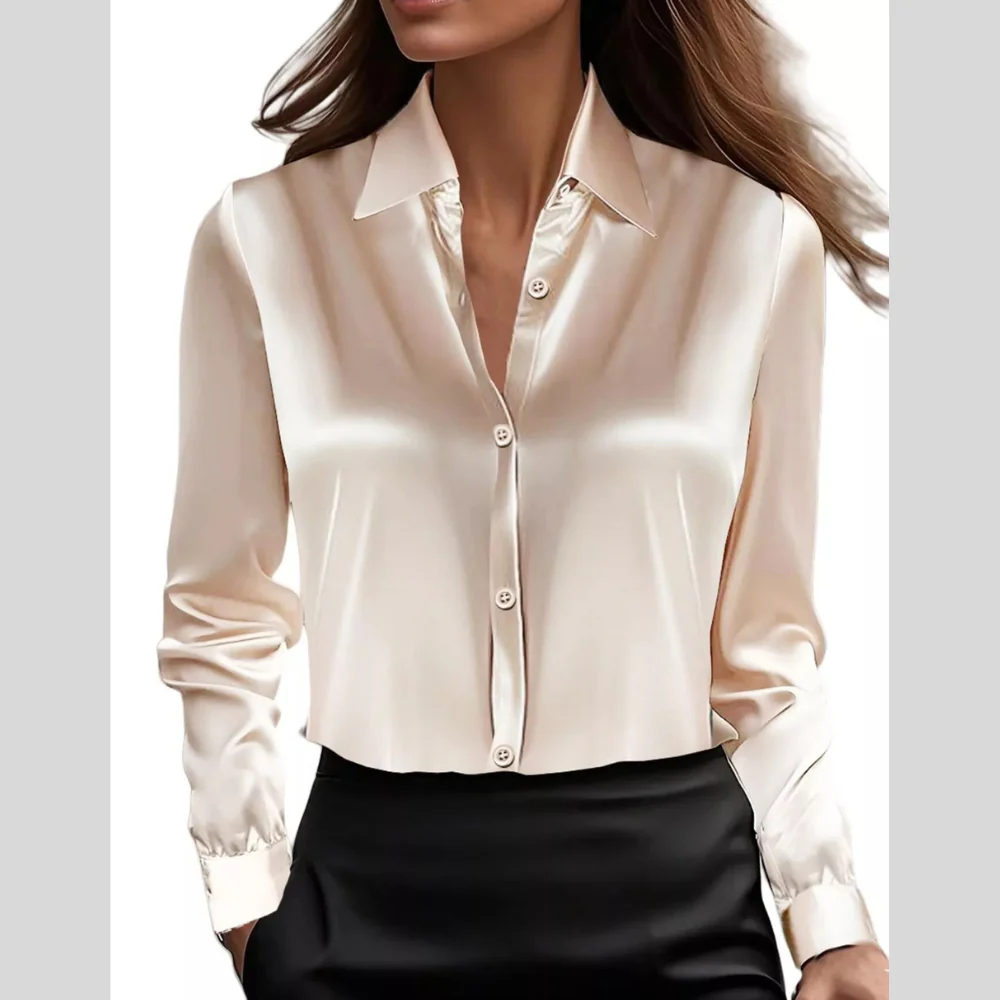 Full Size Button Down Collared Neck Long Sleeve Shirt Plus Size - ZKZOOK