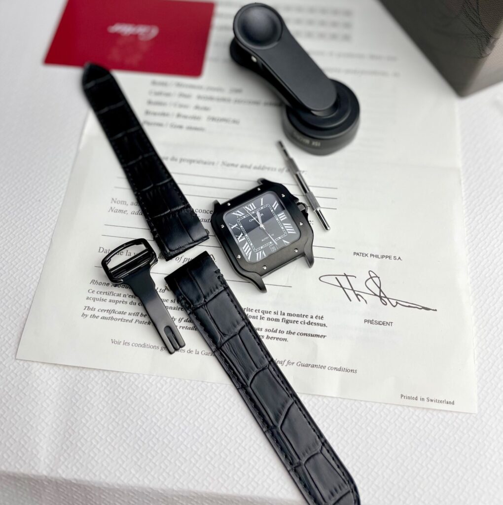 Cartier Santos De Cartier Full Black Replica 1:1 Watch Factory BV 39.8mm - Top club