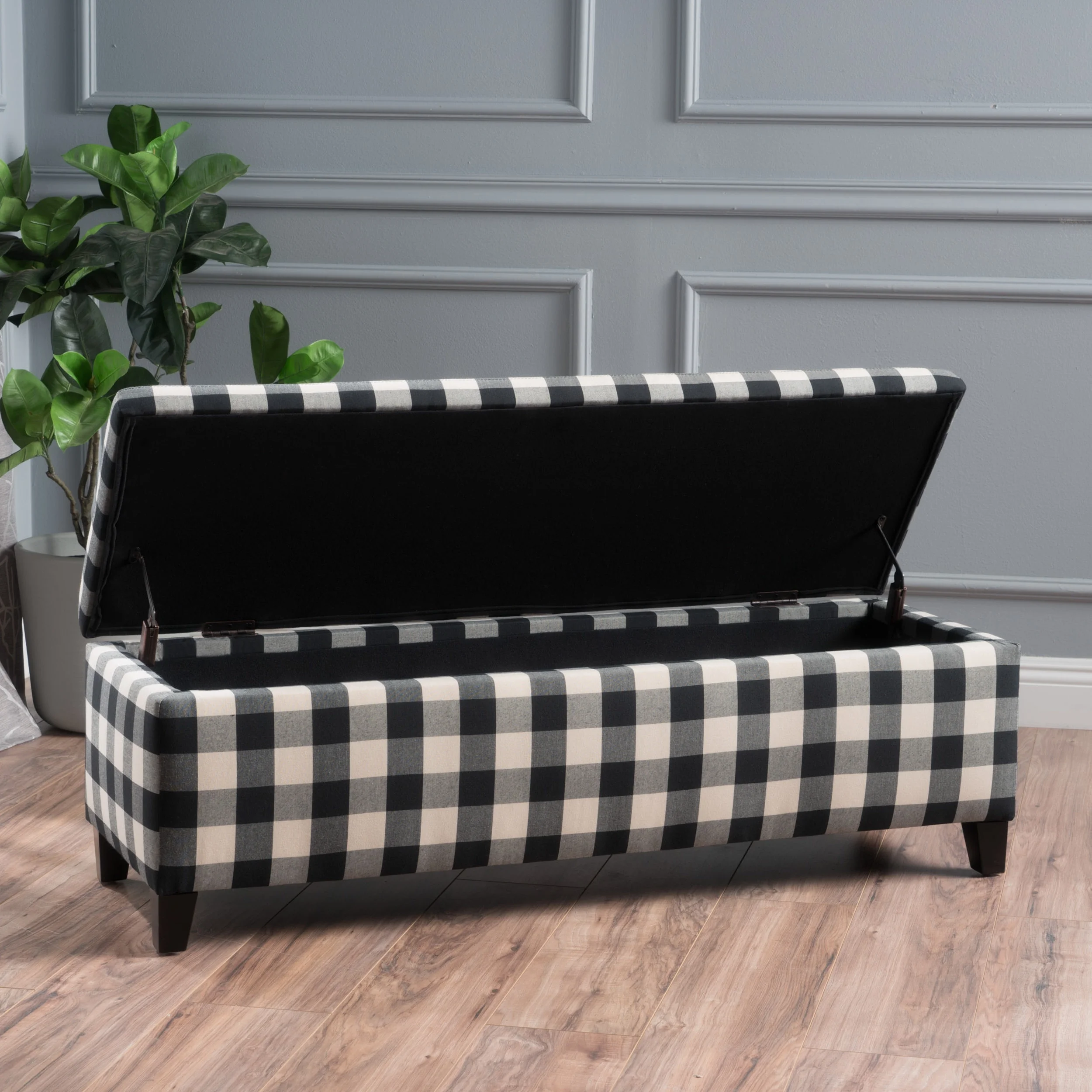 Noble House Hampton Contemporary Fabric Upholstered Storage Ottoman, White and Blue Floral - Image 37