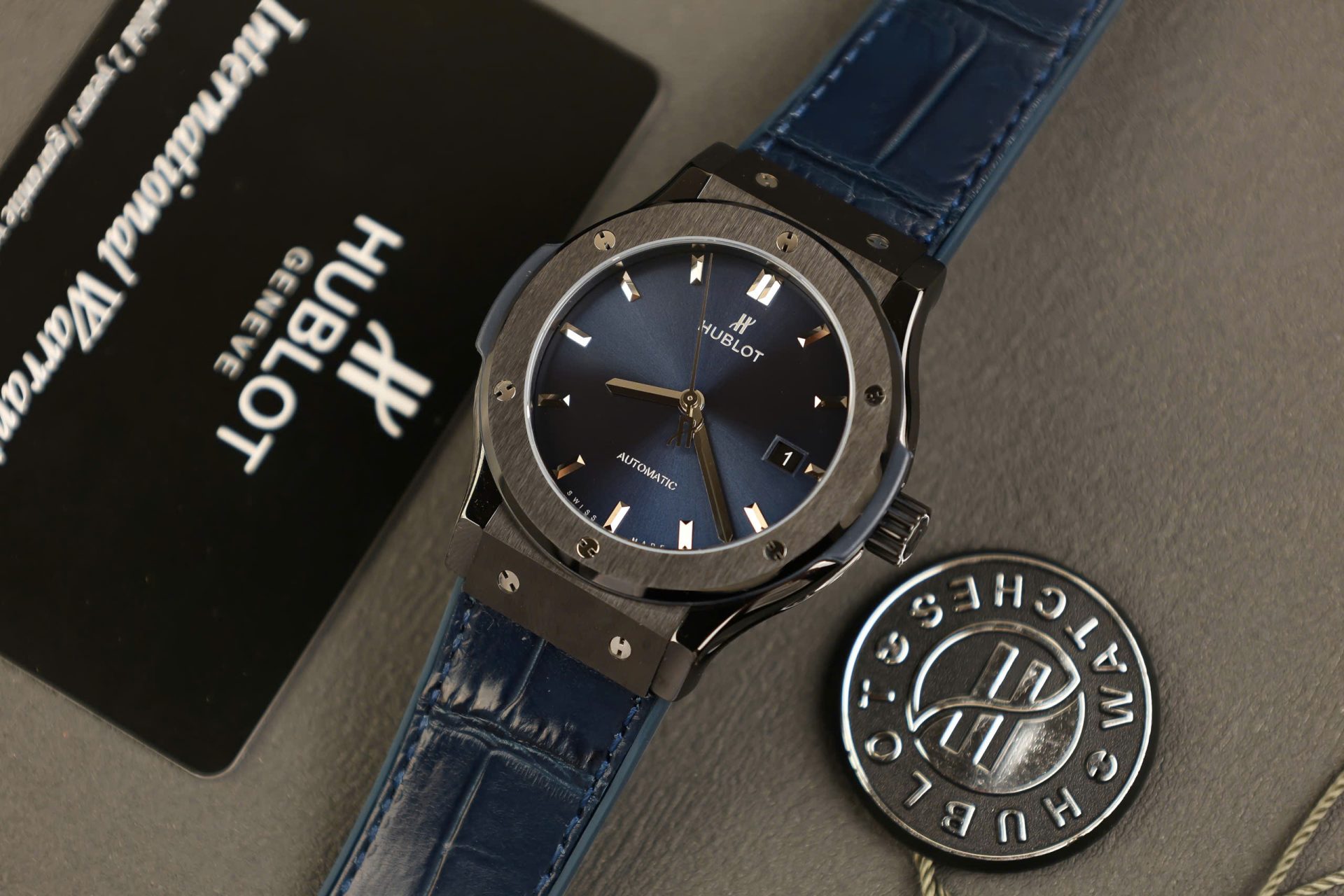 Hublot Classic Fusion Ceramic Best Replica 11 Watch Blue Rubber Strap 42mm - Elite Watch Atelier