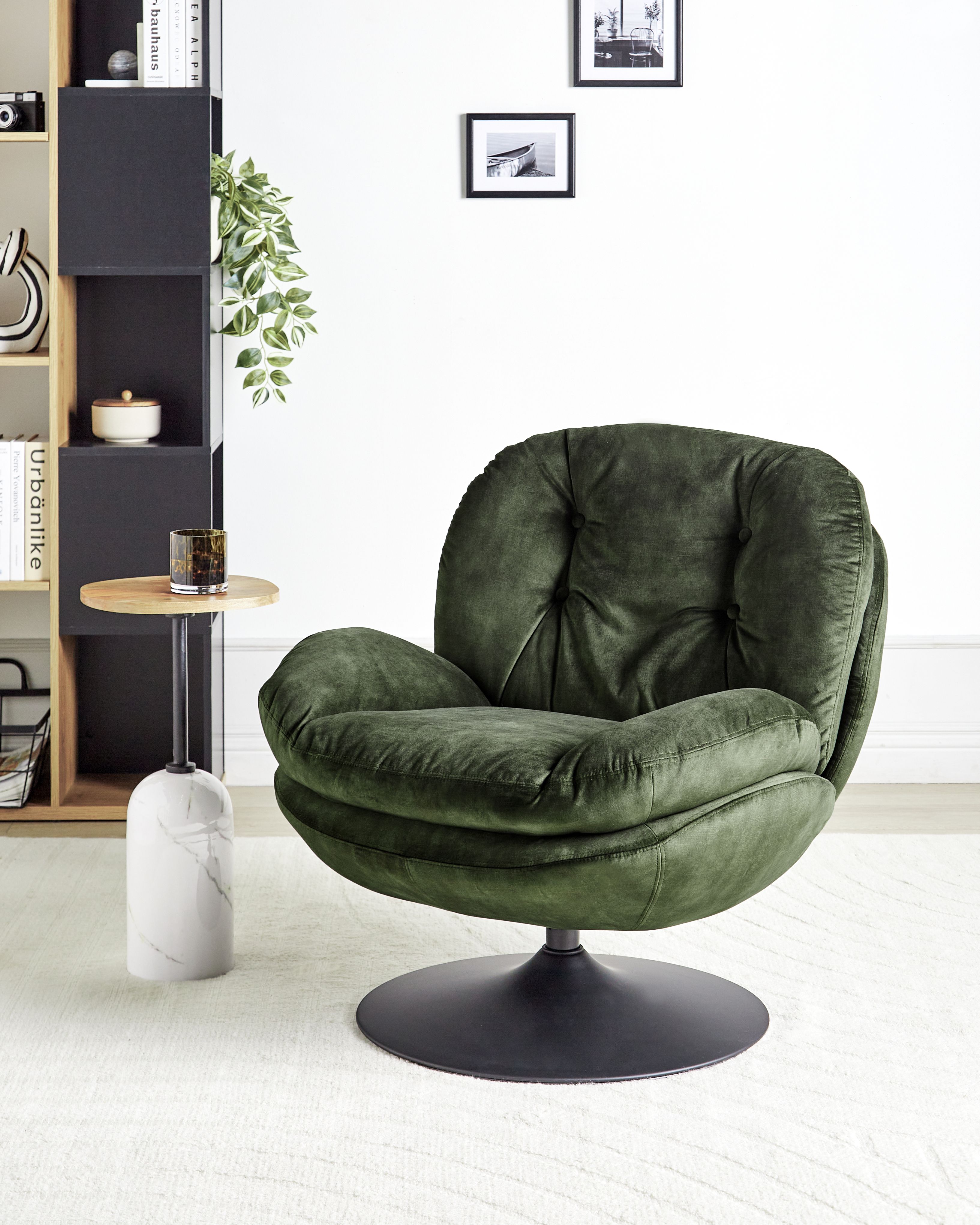 Swivel Armchair NOLVIK Velvet Dark Green
