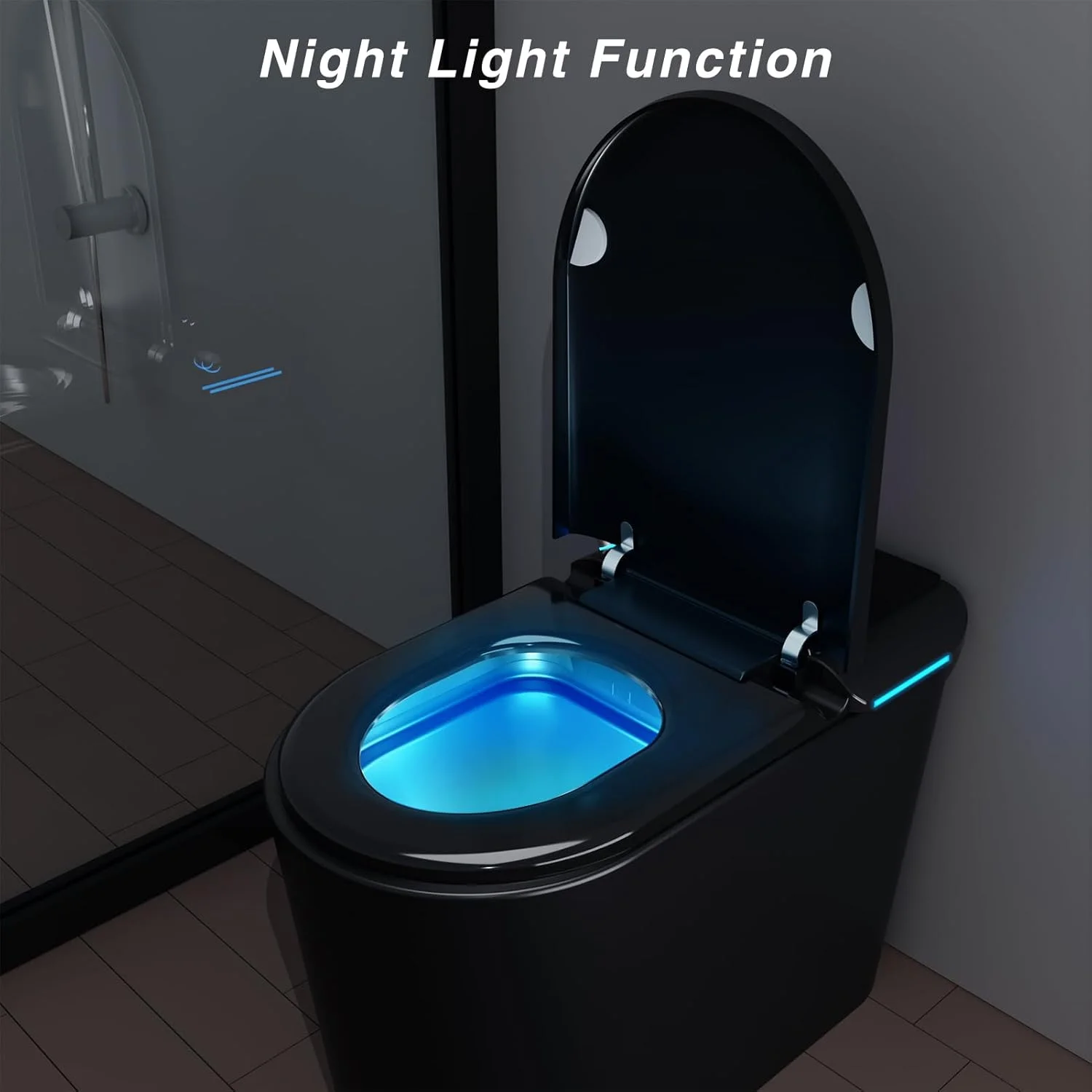 LALAHOO Smart Toilet with Bidet Built in, Auto Open & Close, Elongated Heated seat, Foot Sensor Flush, LED Display, Warm Water Wash, Dryer, Night Light, Black - Image 23