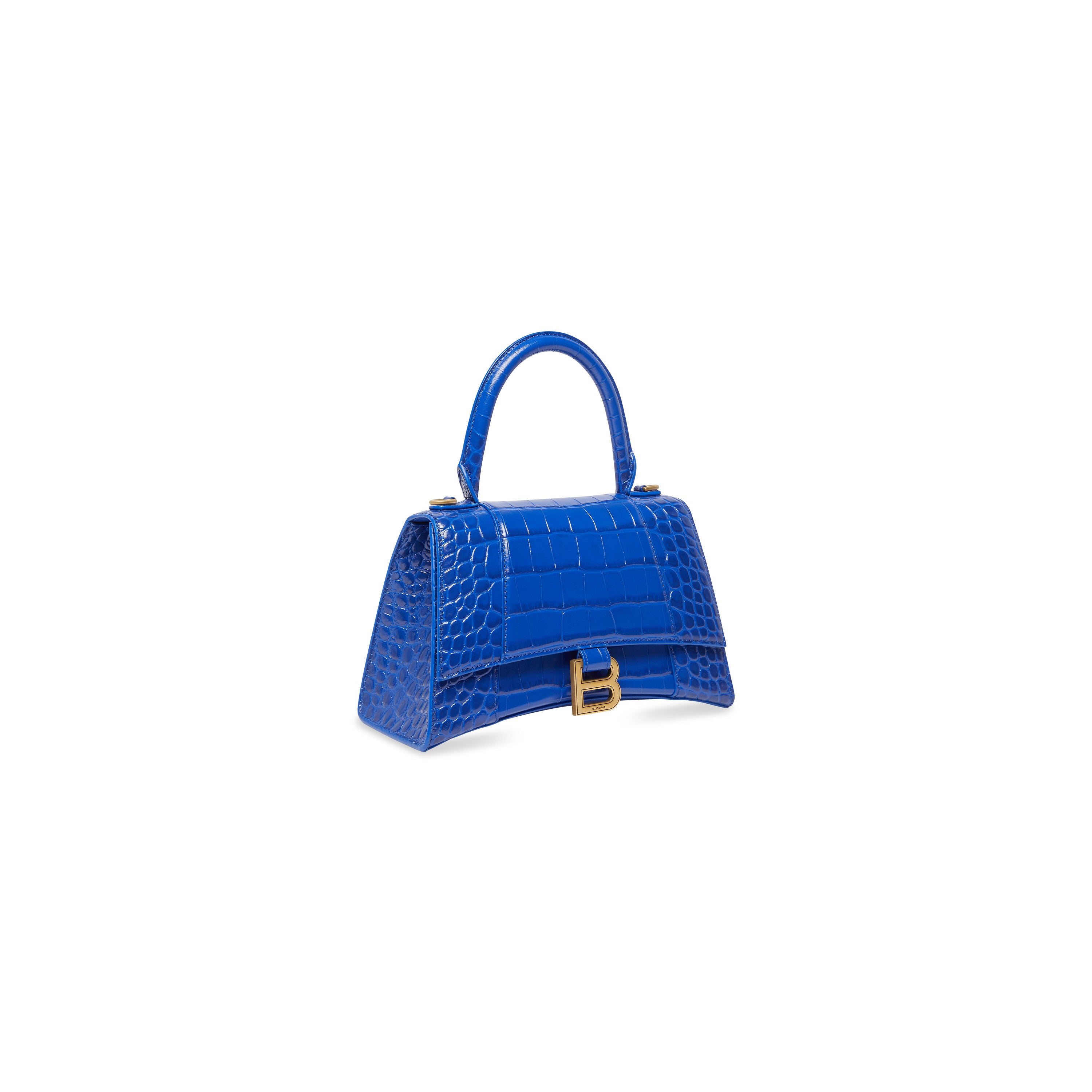 WOMEN'S HOURGLASS SMALL HANDBAG CROCODILE EMBOSSED IN ELECTRIC BLUE - Replicaclubs