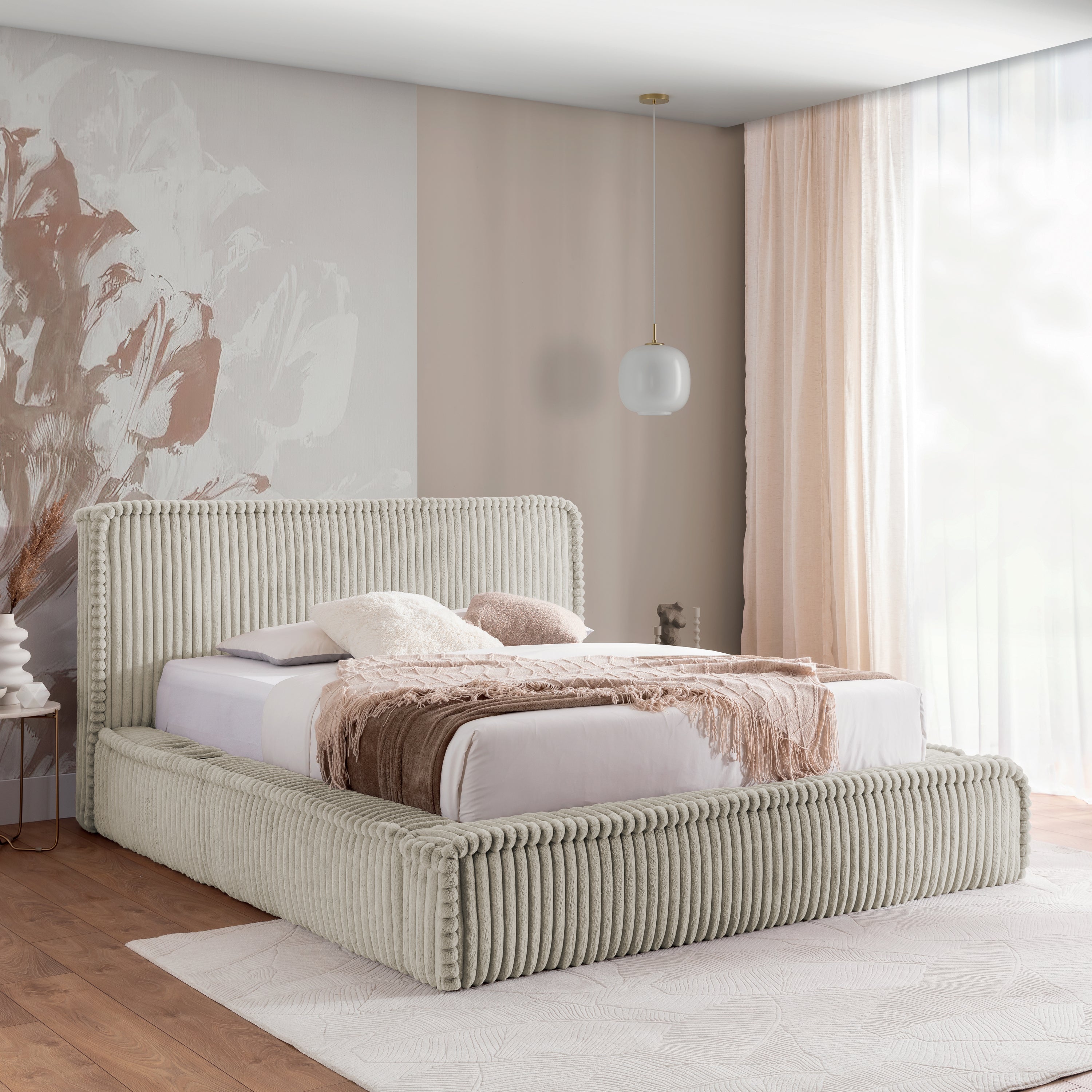 Blokker Ruffle Bedframe - 160 x 200 cm - Beige