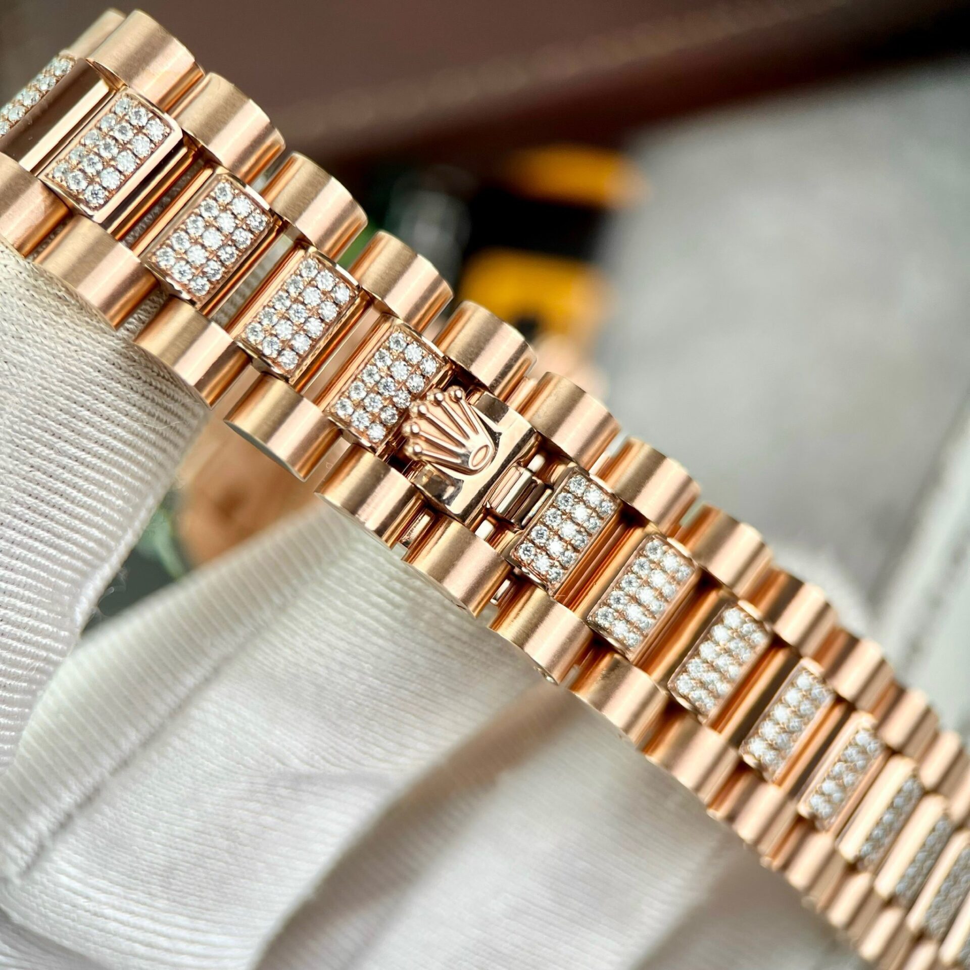 Rolex DateJust Gold Wrapped Moissanite Replica Watch With Chocolate Dial 31mm - Top club
