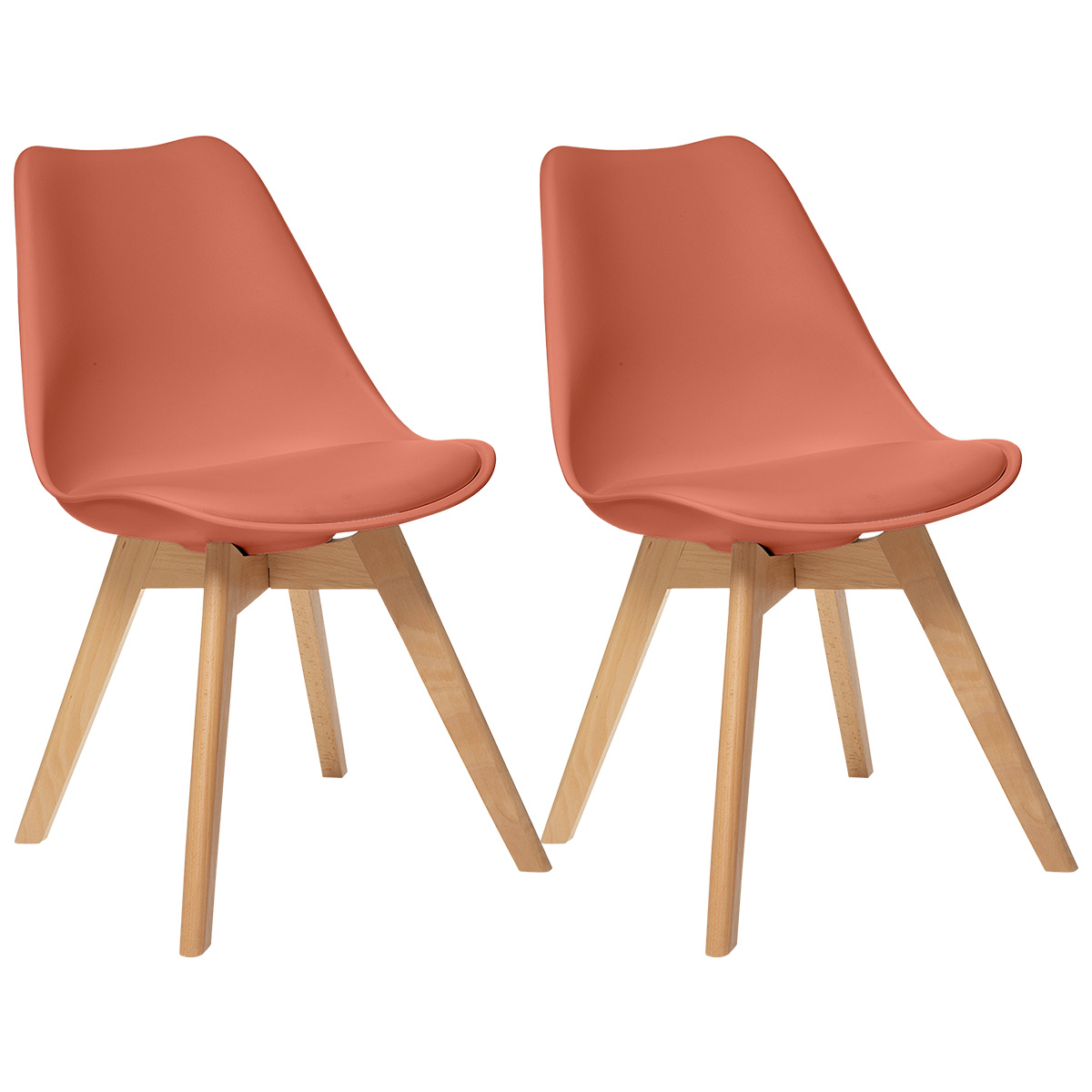 Set of 2 chairs "Baya" Beech, terracotta pink