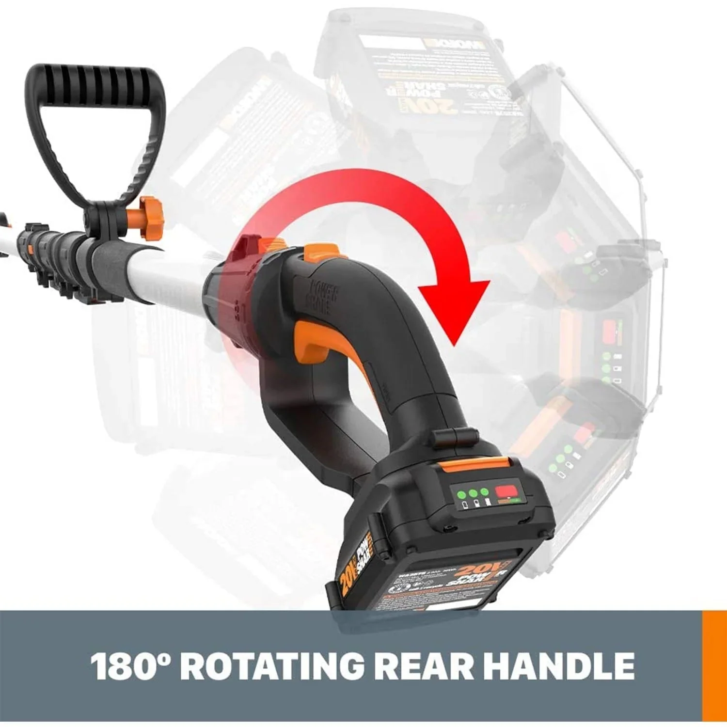 WORX 2-in-1 Cordless 8 Inch Pole Saw, Black And Orange - WG349 - Image 4 WORX 2-in-1 Cordless 8 Inch Pole Saw, Black And Orange - WG349 - Image 4