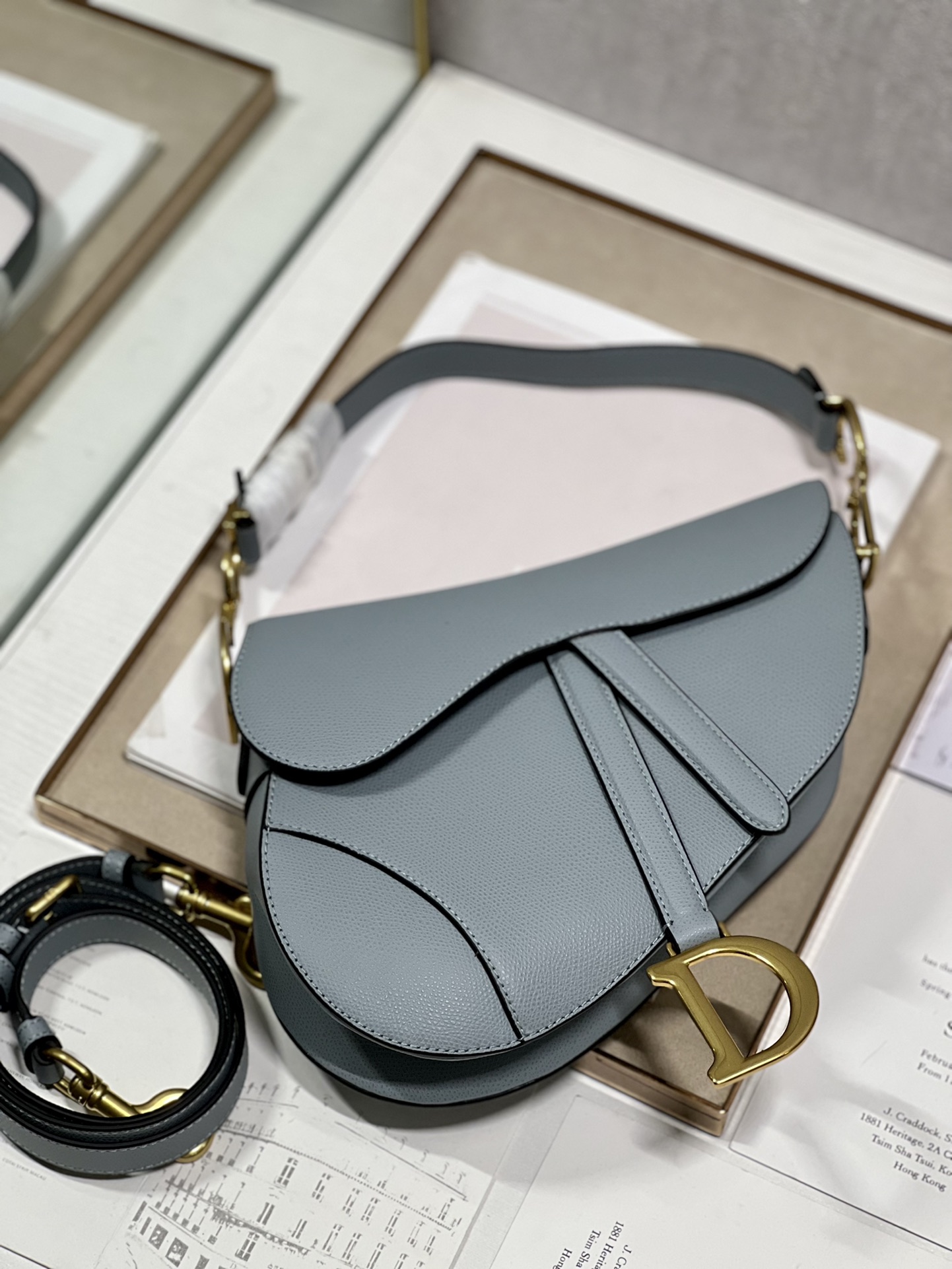 Dior Christian Dior Saddle Bag With Strap Grey For Women 10in/25.5cm1:1High-quality replica