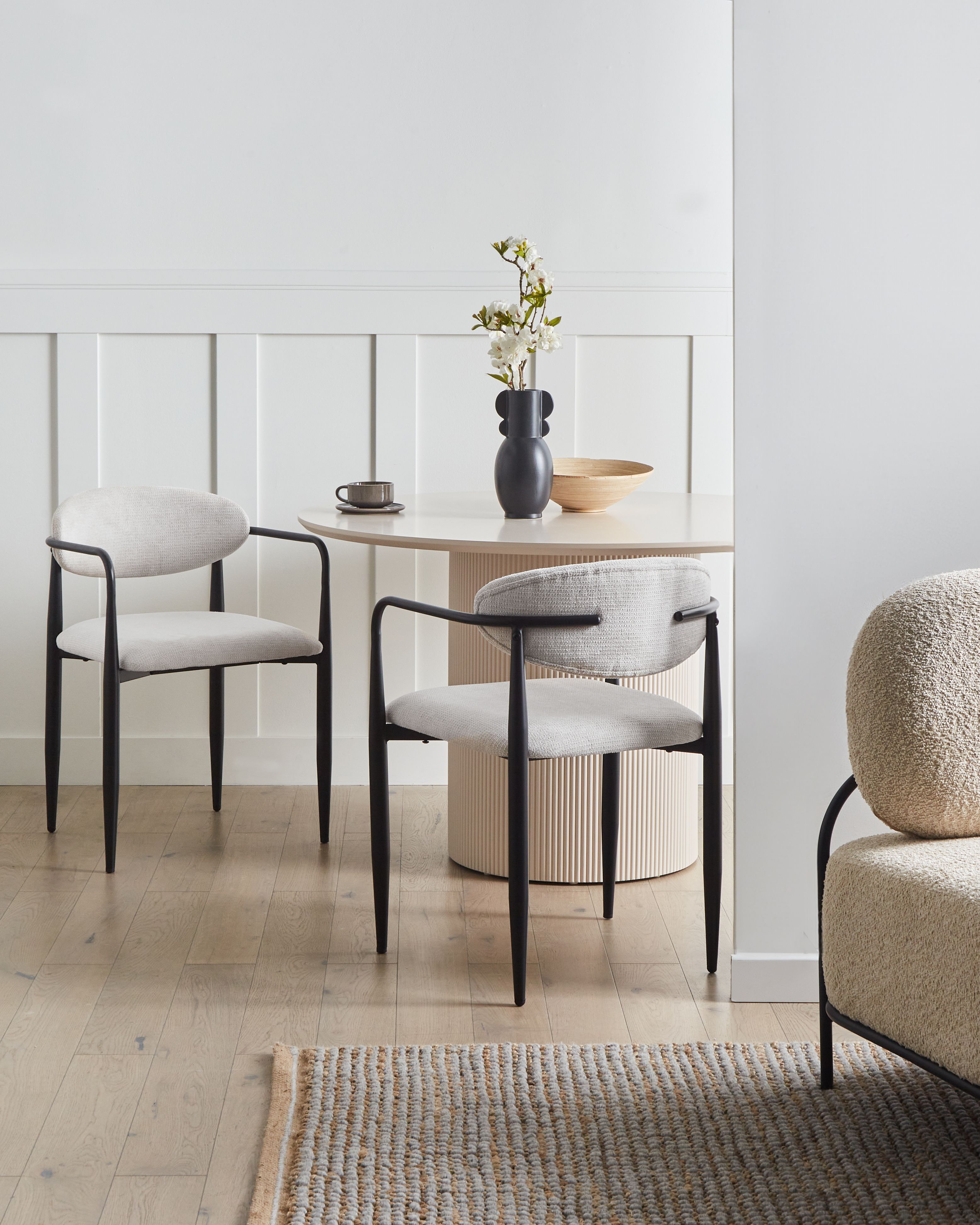 Set of 2 Dining Chairs TANEVIK Fabric Off-White
