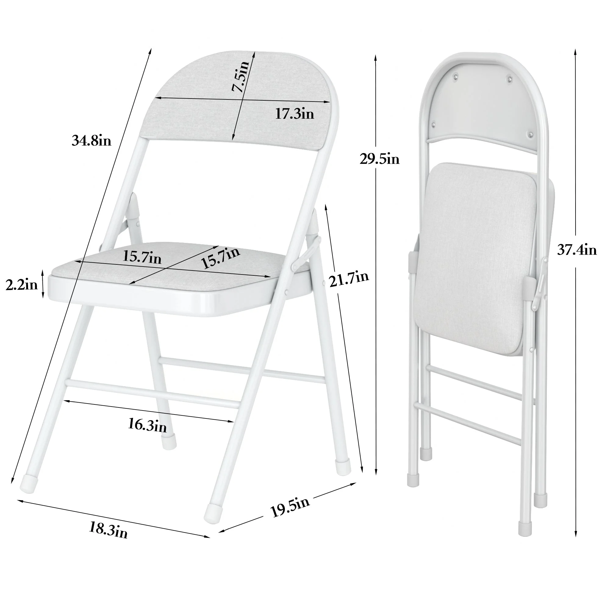 VECELO Set of 4 Folding Chairs, Fabric Dining Chair Set with Padded Cushion and Back, Indoor Outdoor Upholstered Seat with Metal Frame for Home Office Events Wedding Party, Orange - Image 22