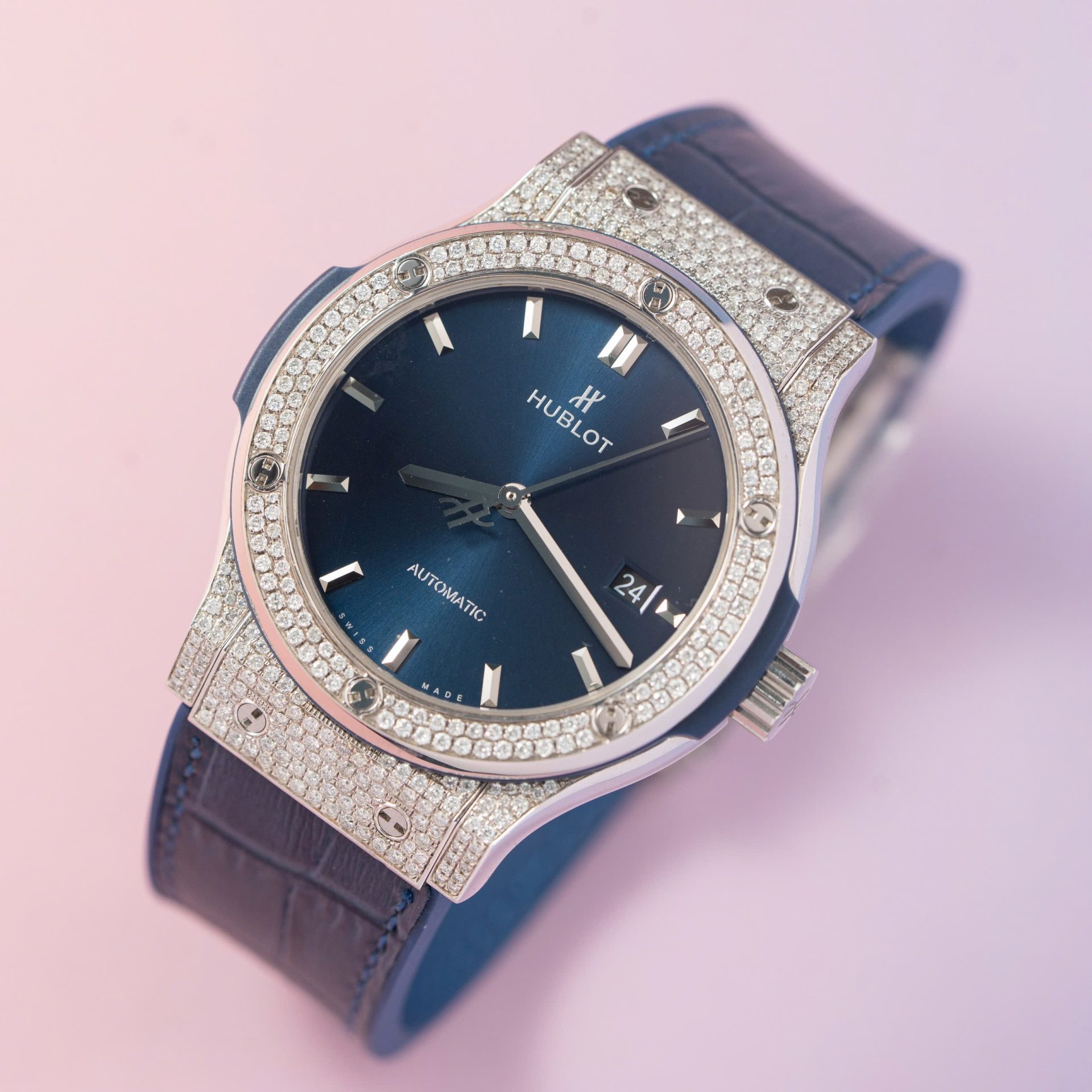 Hublot Replica 11 Watch Classic Fusion Full Natural Diamond Blue Dial 42mm - Top club