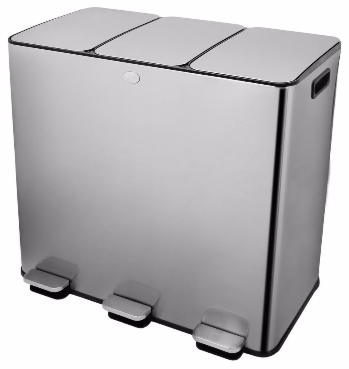 3 x 8 Gallon Kitchen Trash Can,Triple Trash Can with Lid 90 Liters,Stainless Steel 3 Compartment Trash and Recycle Bin Combo with Separated Lid and Foot Pedal Trash Can,Silver,24 Gallon Total