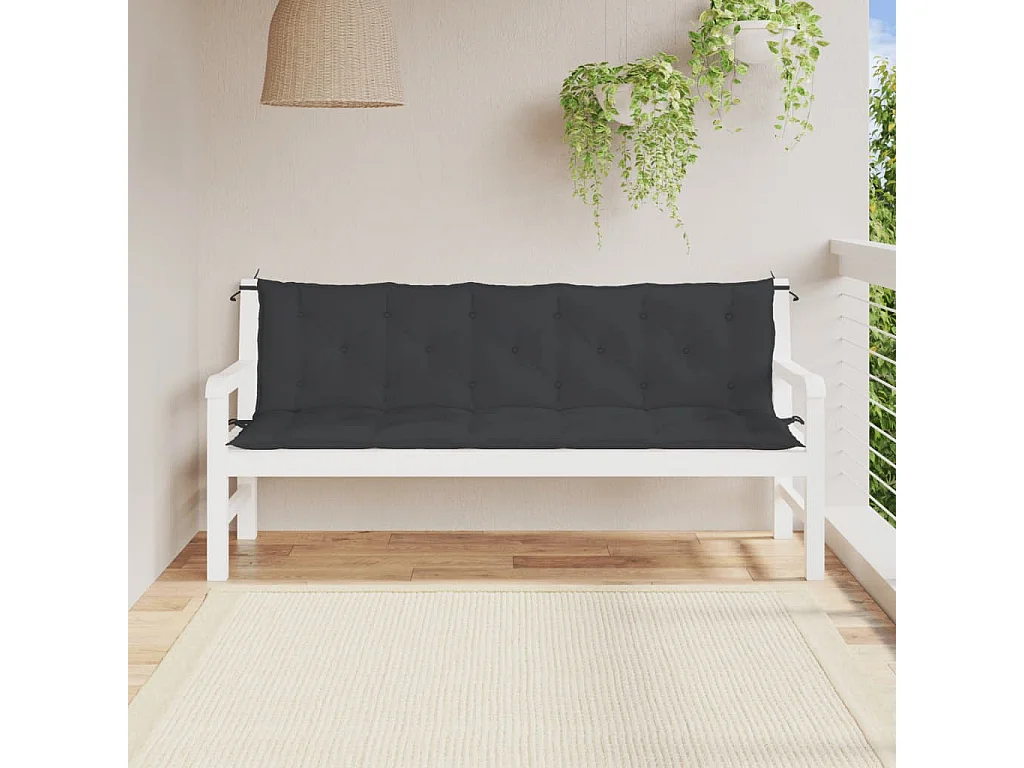 Coussins de banc jardin lot de 2 noir 180x50x7 cm tissu Oxford