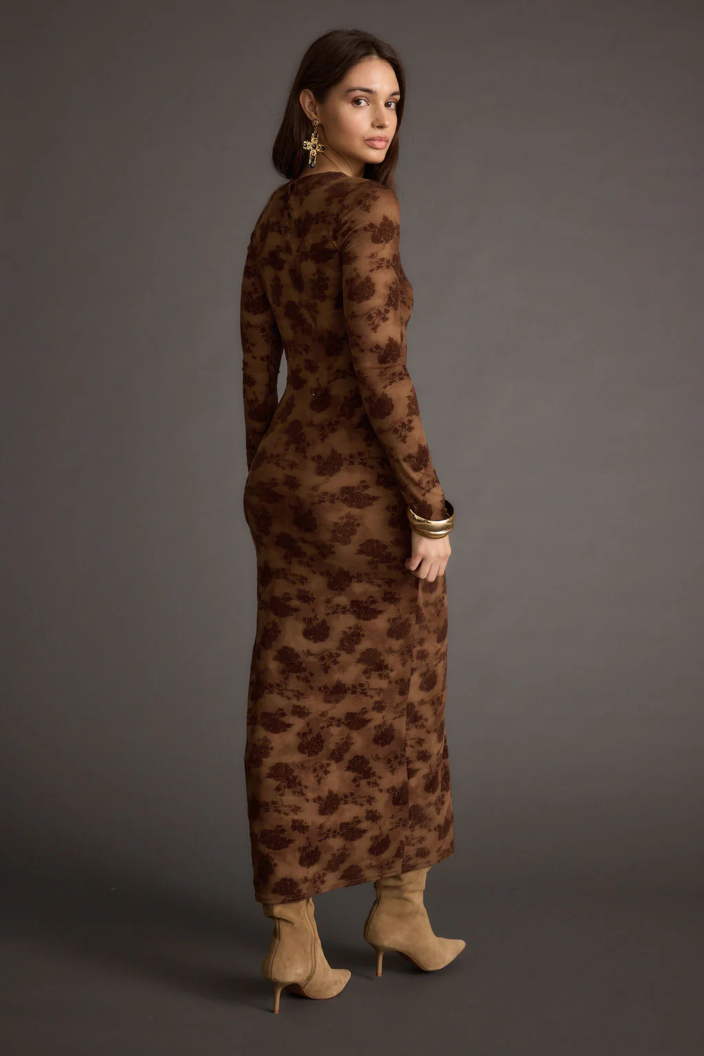 Casanova Brown Floral Maxi Dress