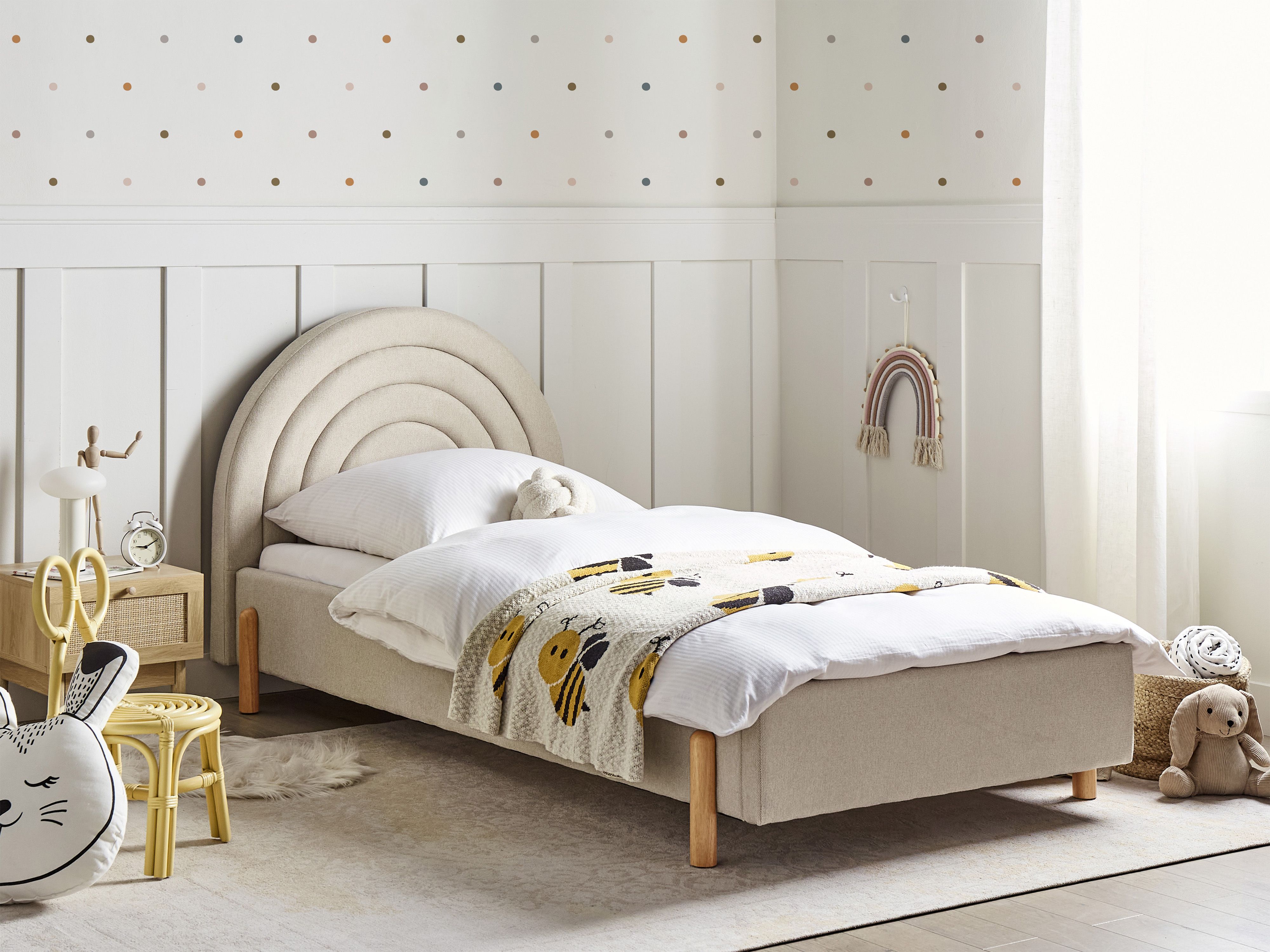 Kids Bed Fabric ANET 90 x 200 cm (EU Single) Beige