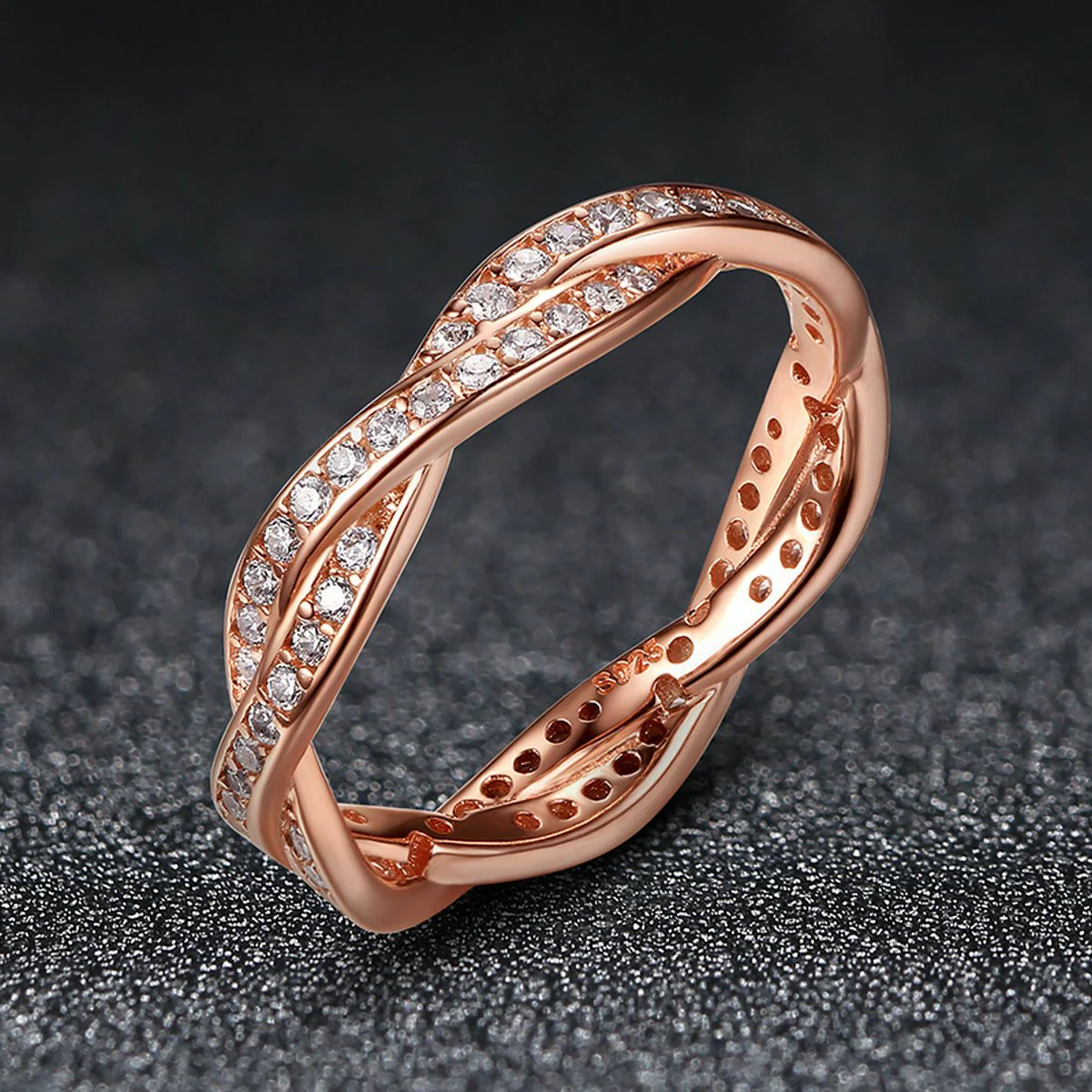 925 Sterling Silver Rose Gold-Plated Engagement Wedding Rings with Cubic Zirconia,Promise Rings for her