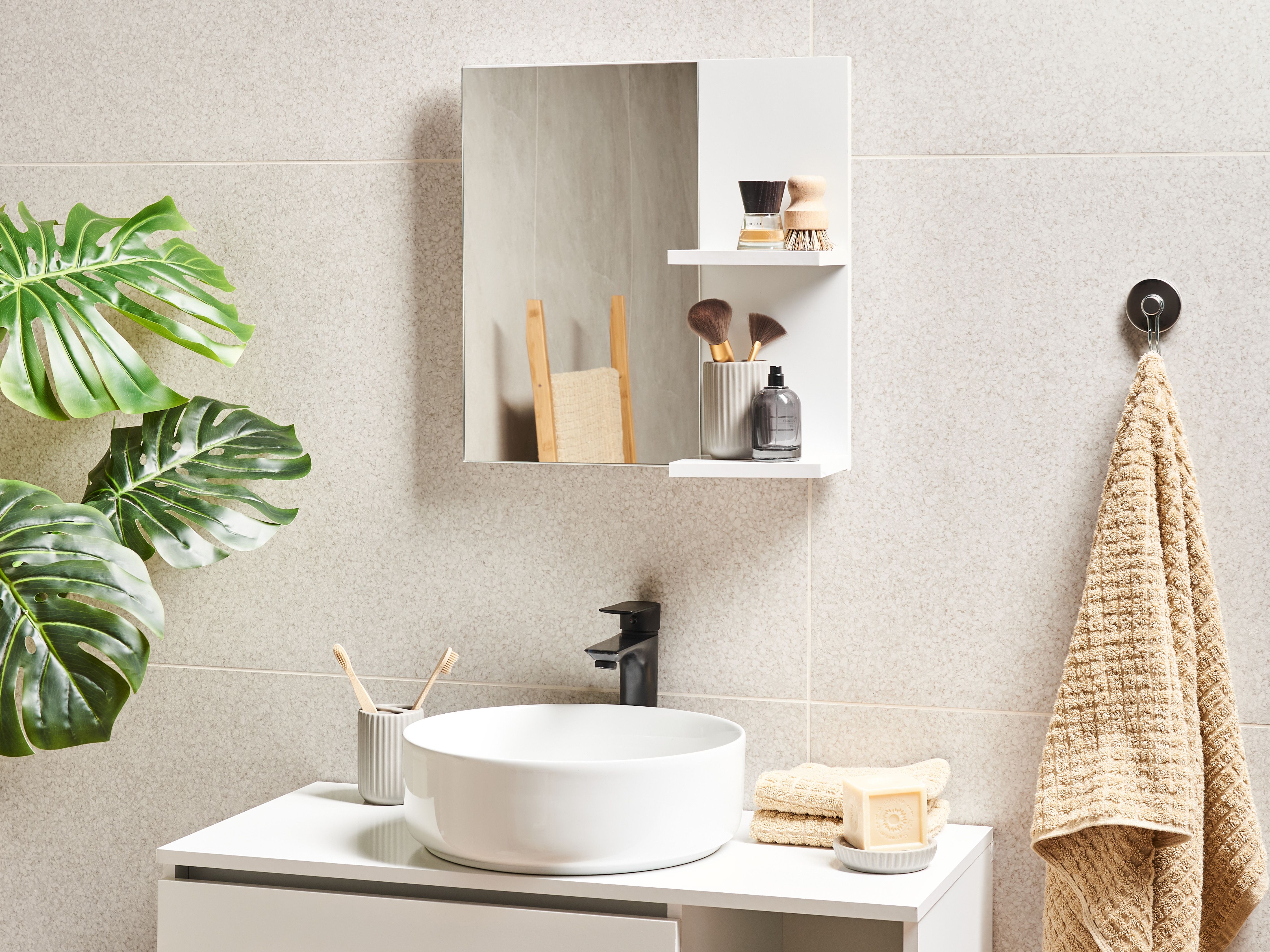 Wall Mirror with Shelf PELOTAS 45 cm 45 cm White