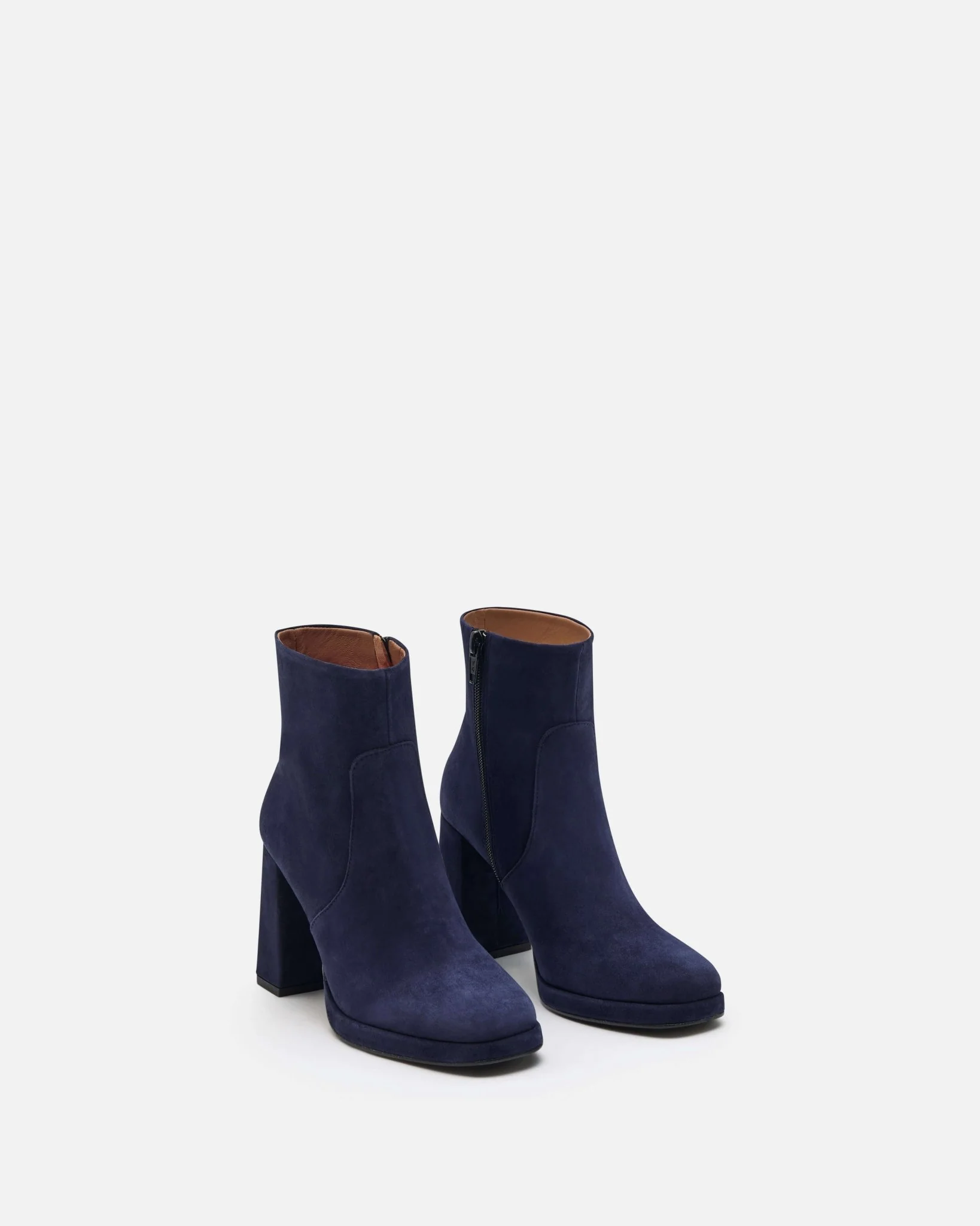 BOTTINES MONICA/VEL - En cuir velours à talons carrés marine