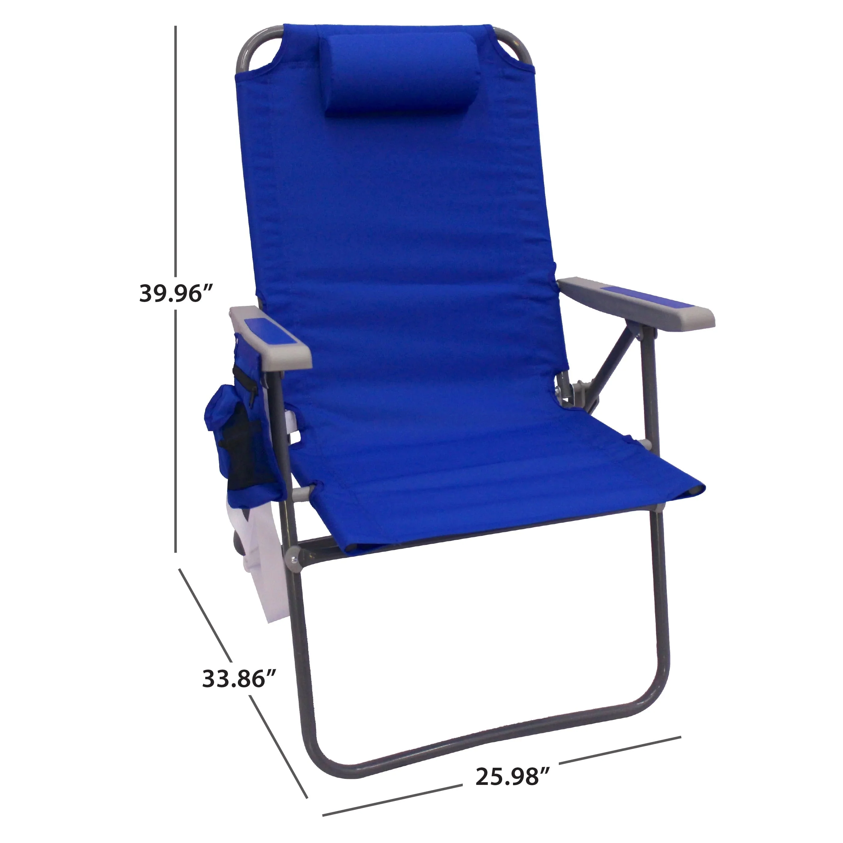 Mainstays Reclining 4-Position Oversize Beach Chair 2-Pack, Blue - Image 3 Mainstays Reclining 4-Position Oversize Beach Chair 2-Pack, Blue - Image 3