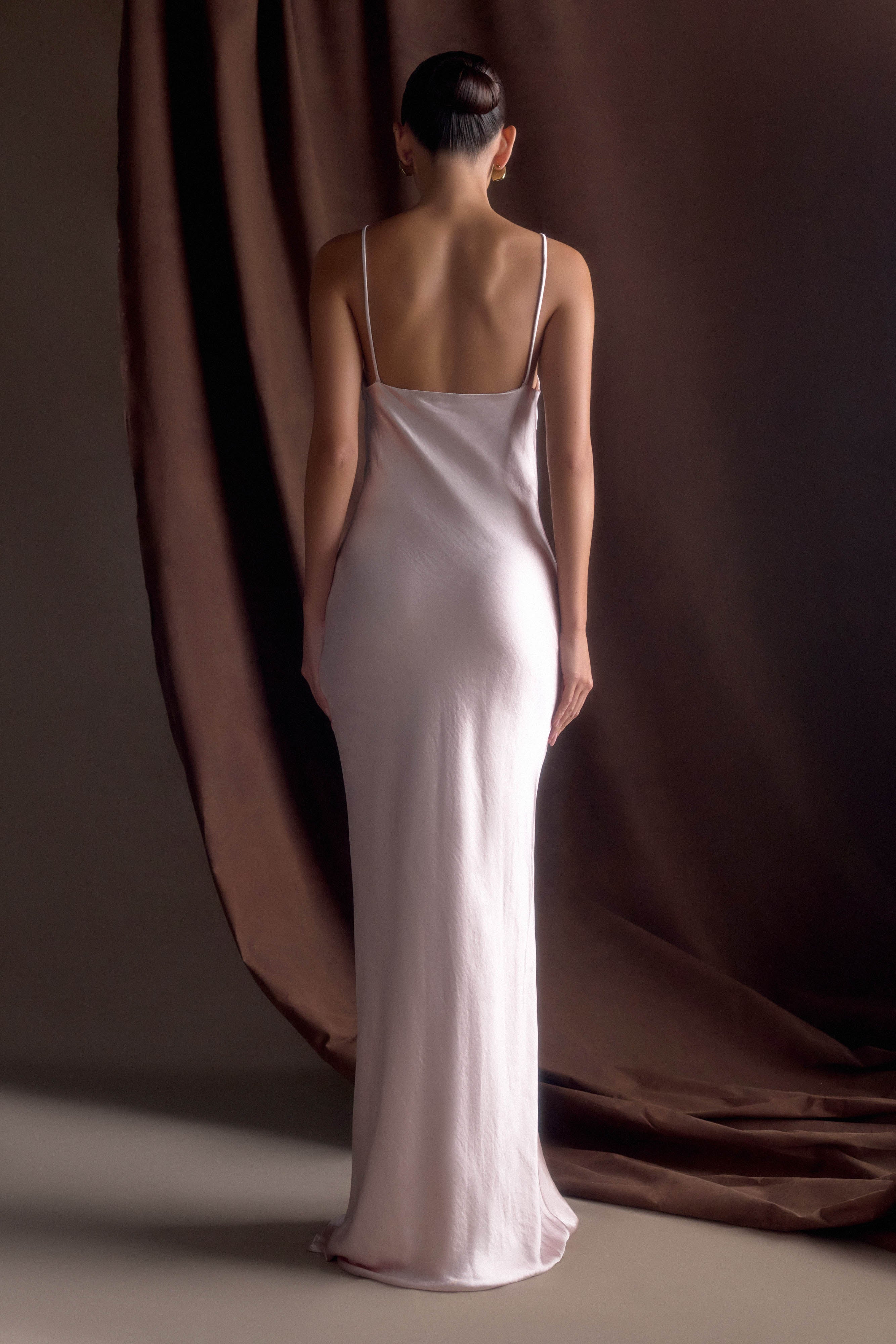 Lilly Sweetheart Satin Maxi Dress - Soft Pink