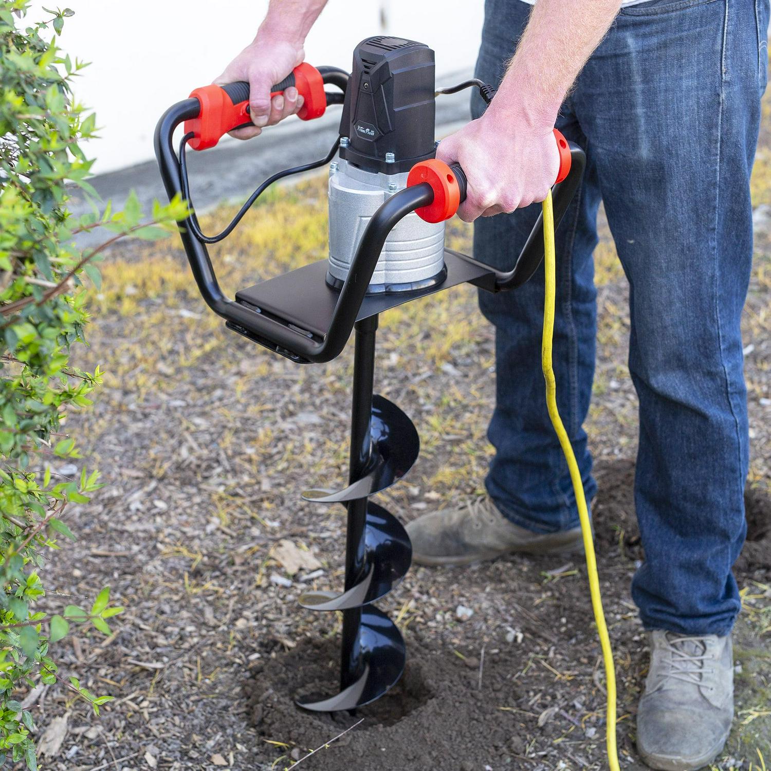 XtremepowerUS 1500W Electric Post Hole Digger with 6测 Auger Bit, Anti Vibration Handle & Safety Lock for Soil & Fence Posts