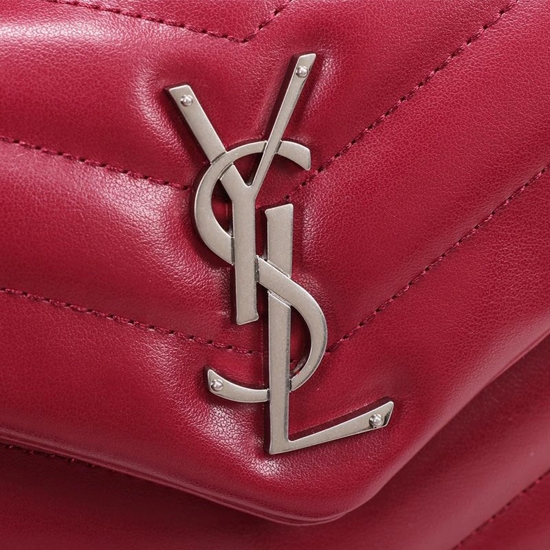 Saint Laurent Small Loulou Chain Bag In Y Matelasse Leather Red Silver - 1:1High-quality replica