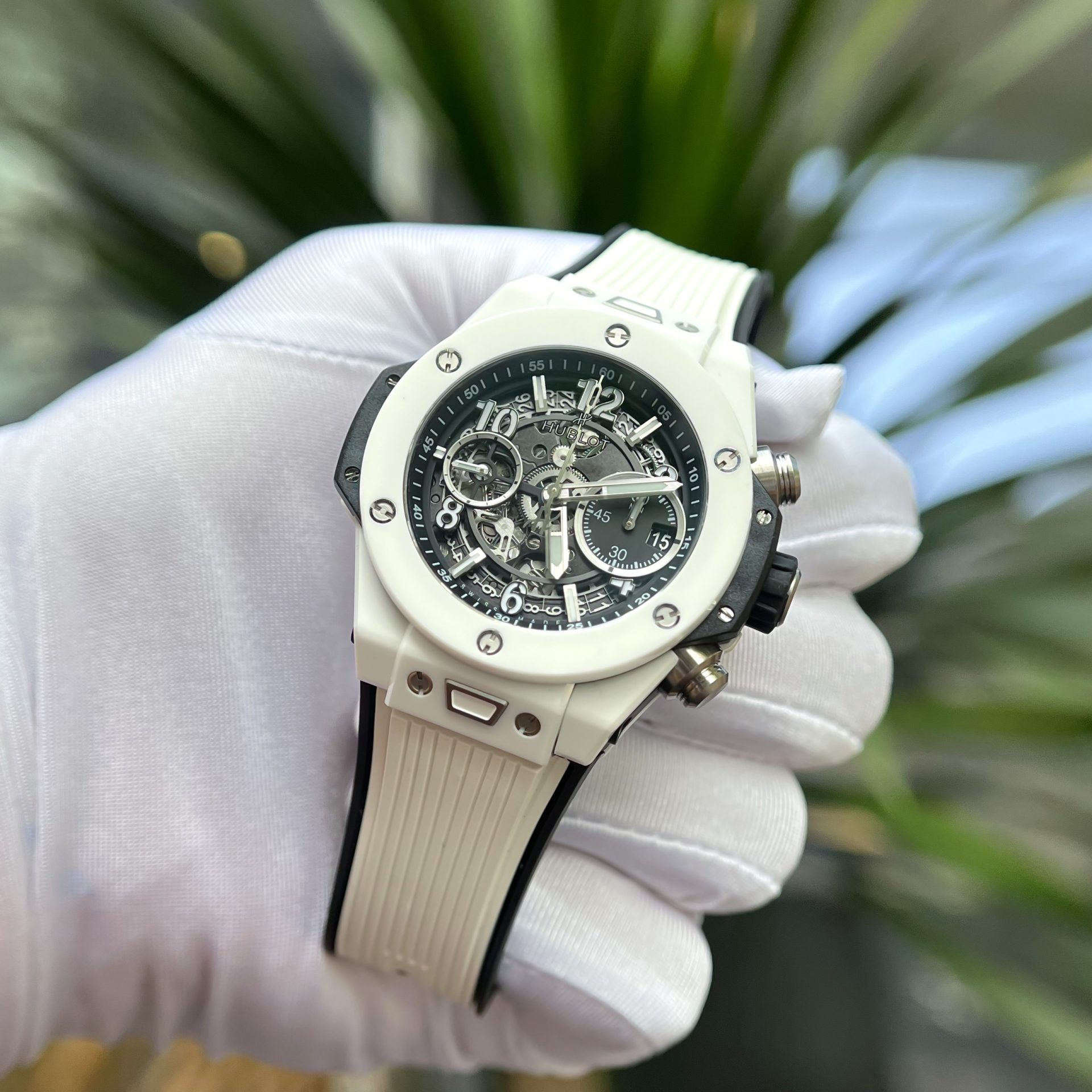 Hublot Best Replica Watch Big Bang Unico White Ceramic Rubber Strap BBF Factory 42mm - Top club