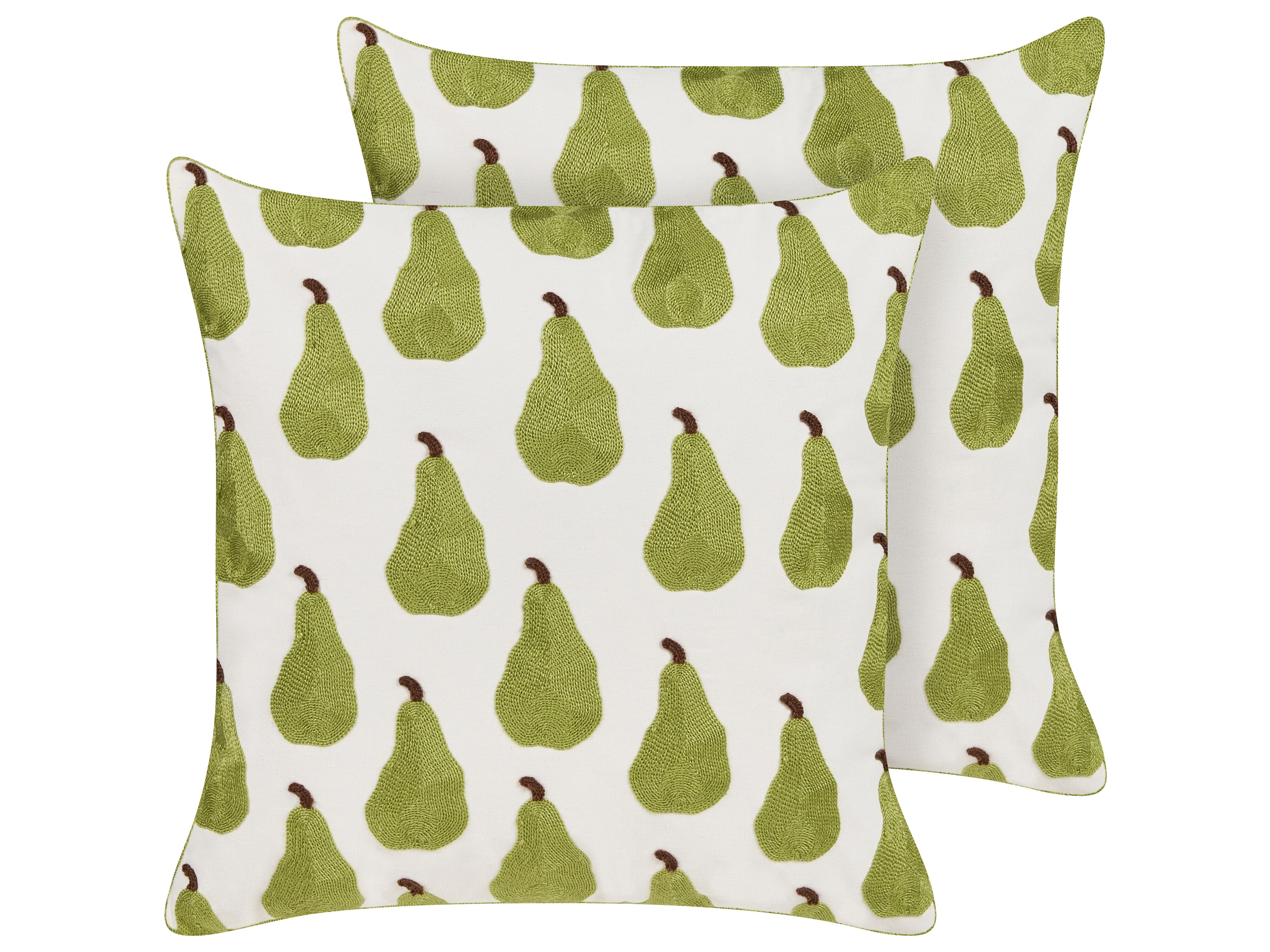 Set of 2 Decorative Cushions TRACHELIUM 45 x 45 cm Green Plant Pattern
