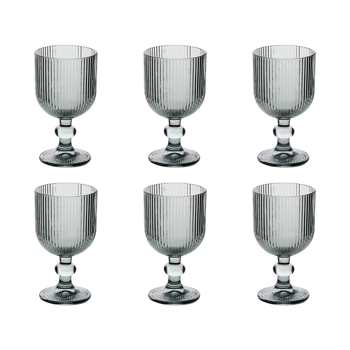 Set of 6 wine glasses "Ema" Glass, 250 ml, Gray