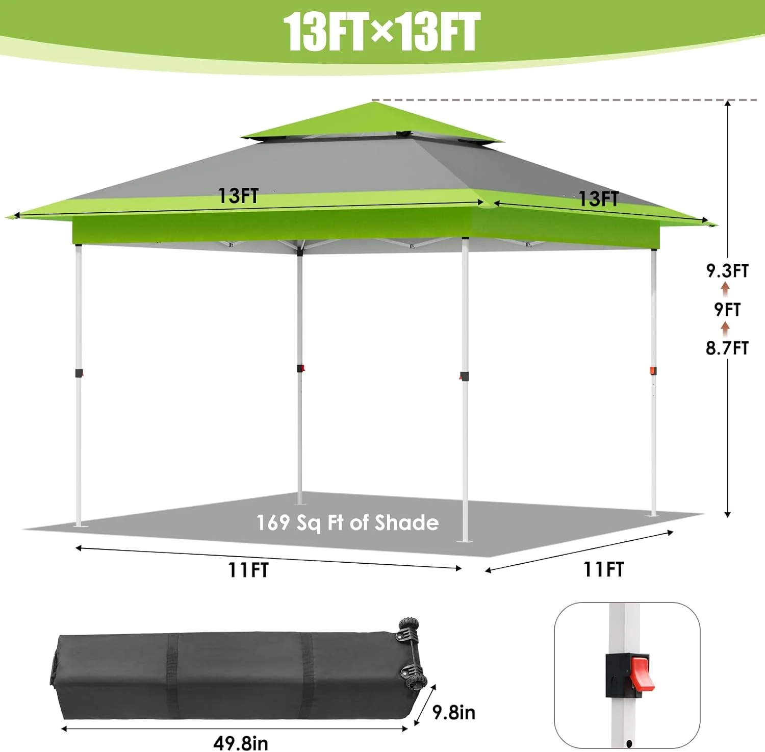 Pirecart 12' x 12' Pop-up Canopy Tent Waterproof Outdoor Gazebo Shelter with Wheeled Bag, Instand Canopy , White - Image 17