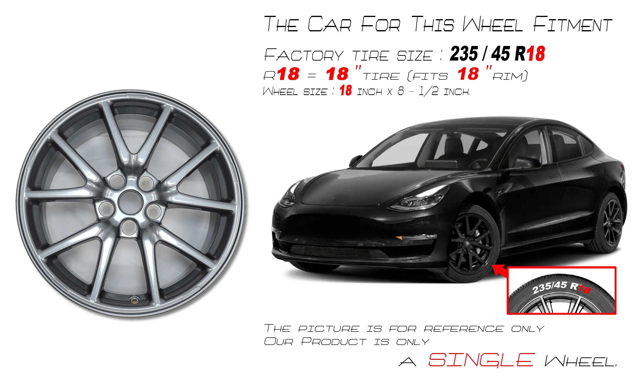 For Tesla Model 3 OEM Design Wheel 18