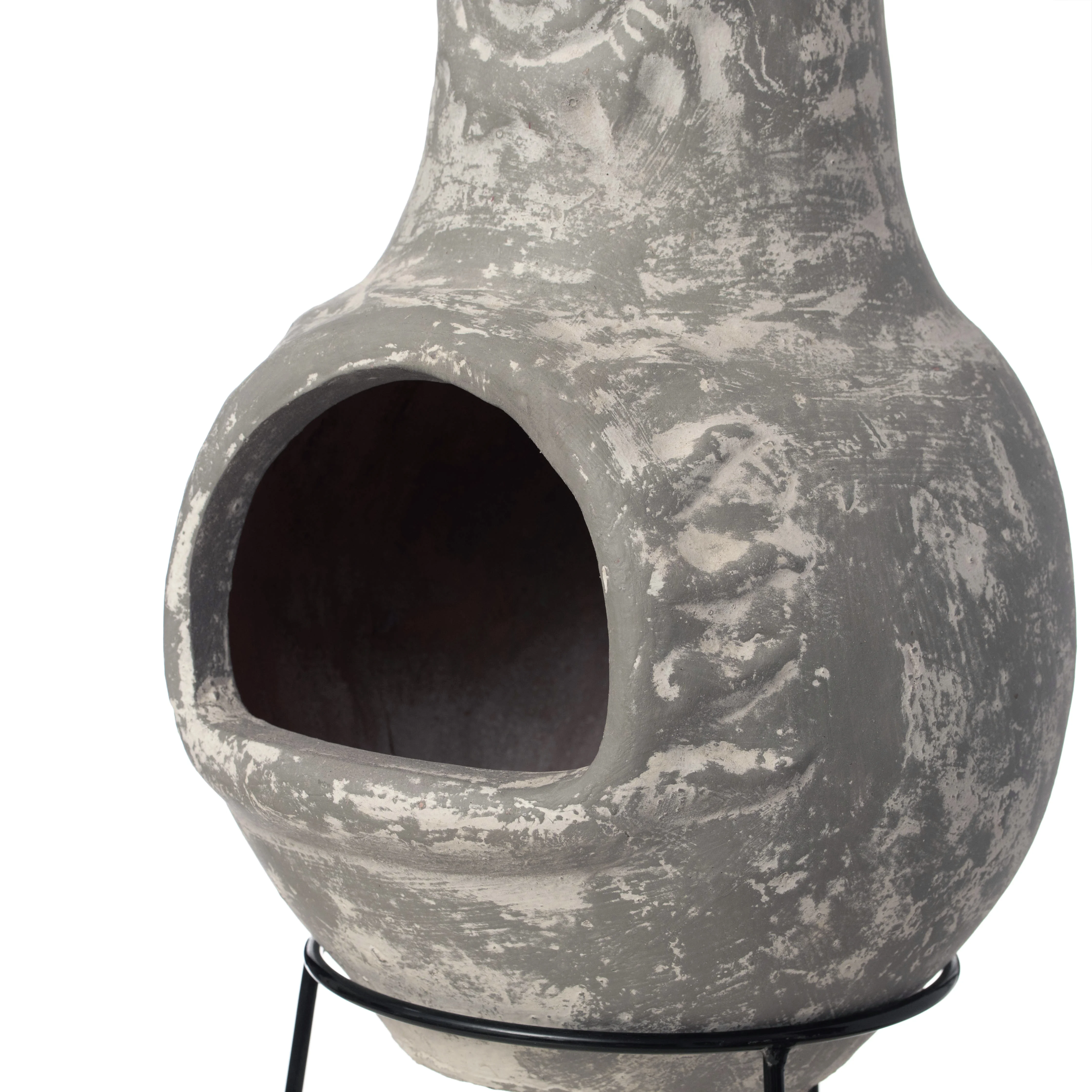 Vintiquewise QI004631.TC Outdoor Clay Chiminea Fireplace Sun Design Wood Burning Fire Pit with Sturdy Metal Stand, Barbecue, Cocktail Party, Cozy Nights Fire Pit, Terra Cotta - Image 7